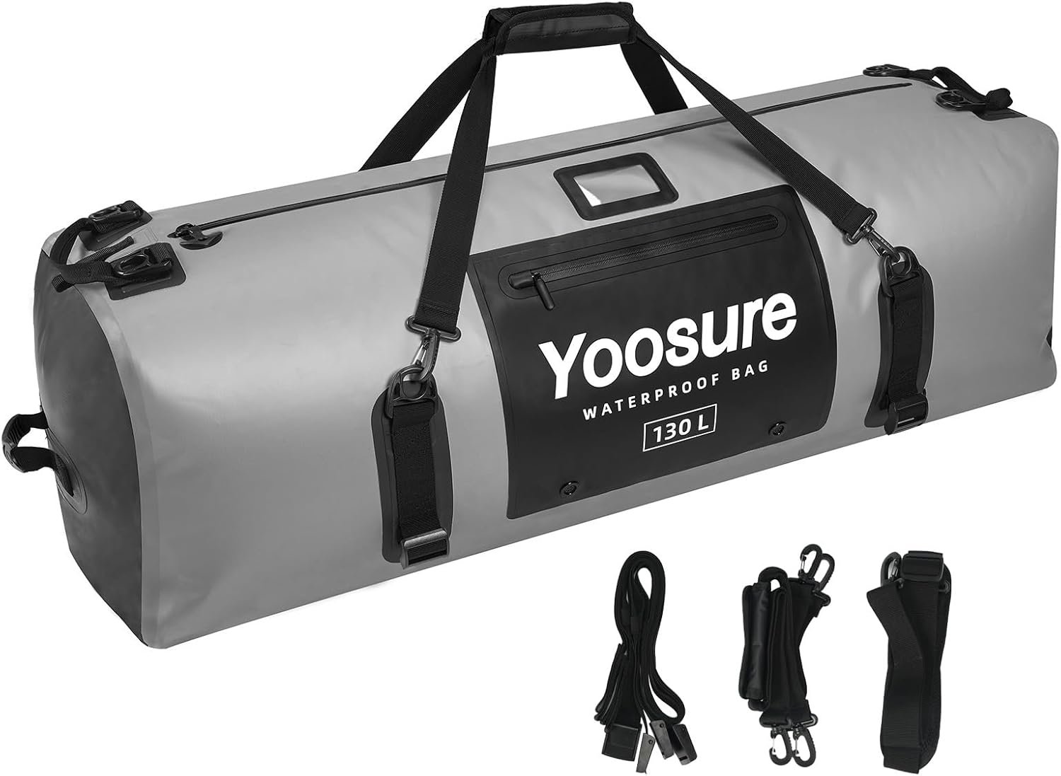 130L Waterproof Duffel Bag, Heavy Duty Dry Bag with IPX7 Airtight Zipper, 700D PVC Extra Large Cargo Duffel with Straps for Camping, Boating, Kayaking, Roof Rack & Truck Bed