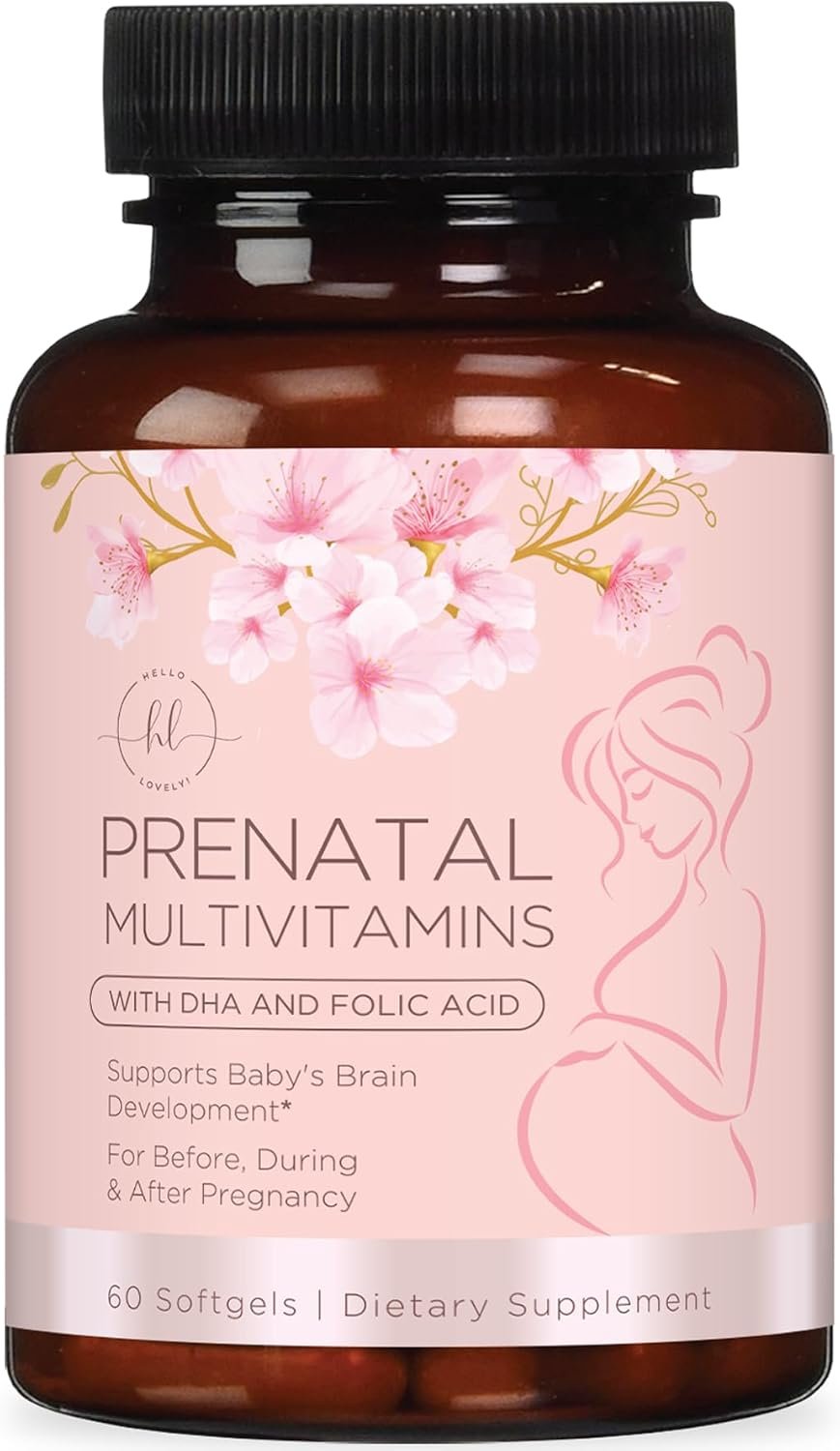 Prenatal Vitamins for Women with Folic Acid + DHA – Full-Spectrum Prenatal Supplement For Mom & Baby – Best Daily Pregnancy Multivitamin For Fetal Development Support, Bottled in USA – 60 Softgels