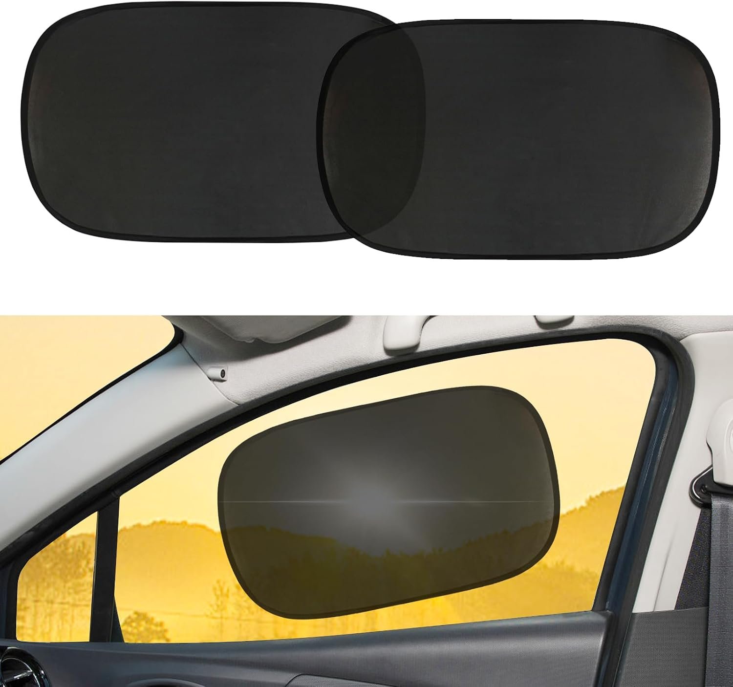 wuyaoyao 2PCS Car Window Shades, Static Cling Sun Shade for Side Window