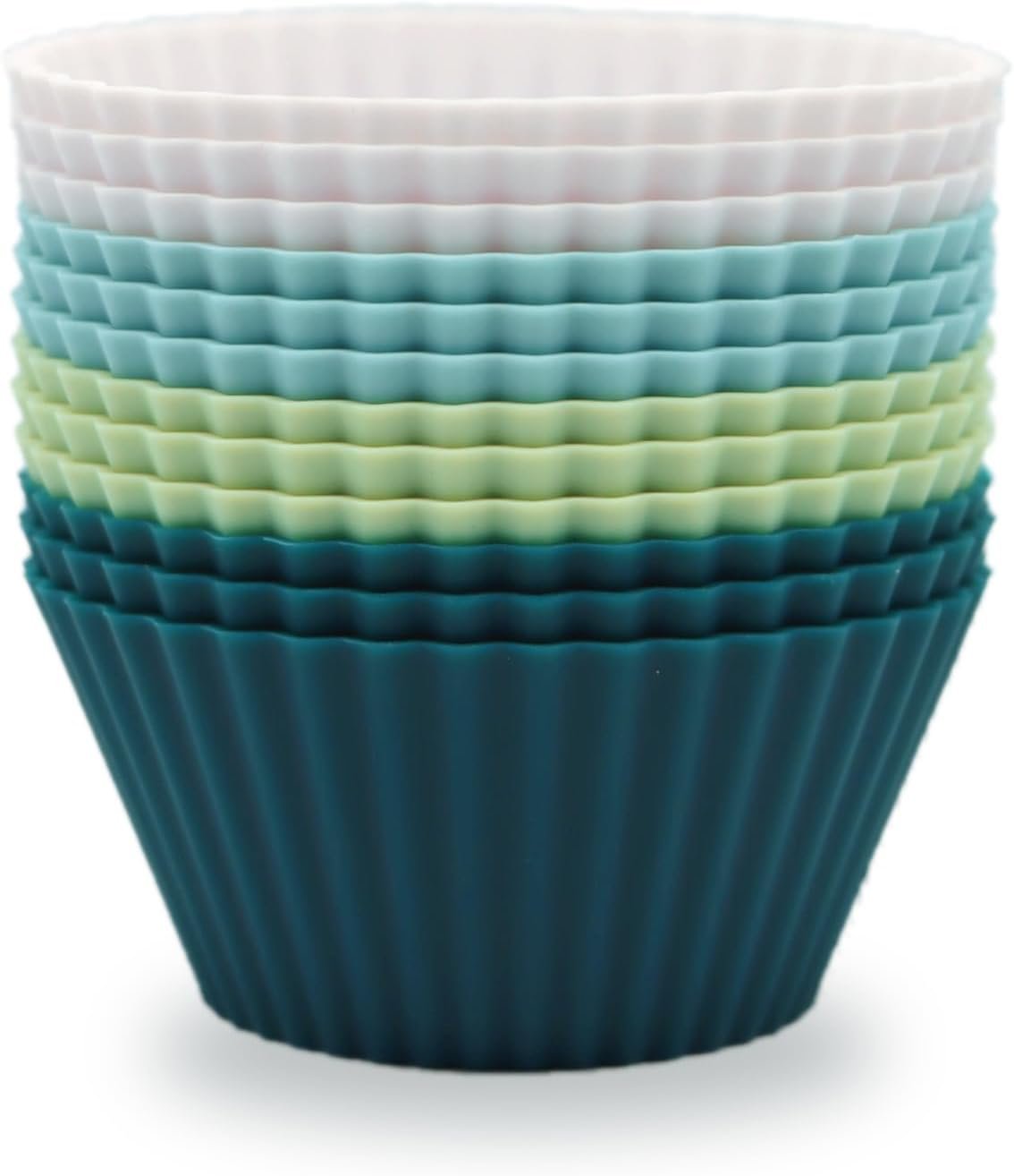 Silicone Baking Muffin Cups 12 Pack, Reusable Cupcake Liners Cake Molds