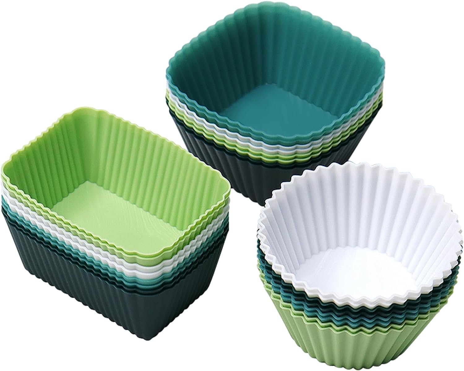 24 Pcs Silicone Lunch Box Divides, Cupcake Muffin Cups, 3 Shapes