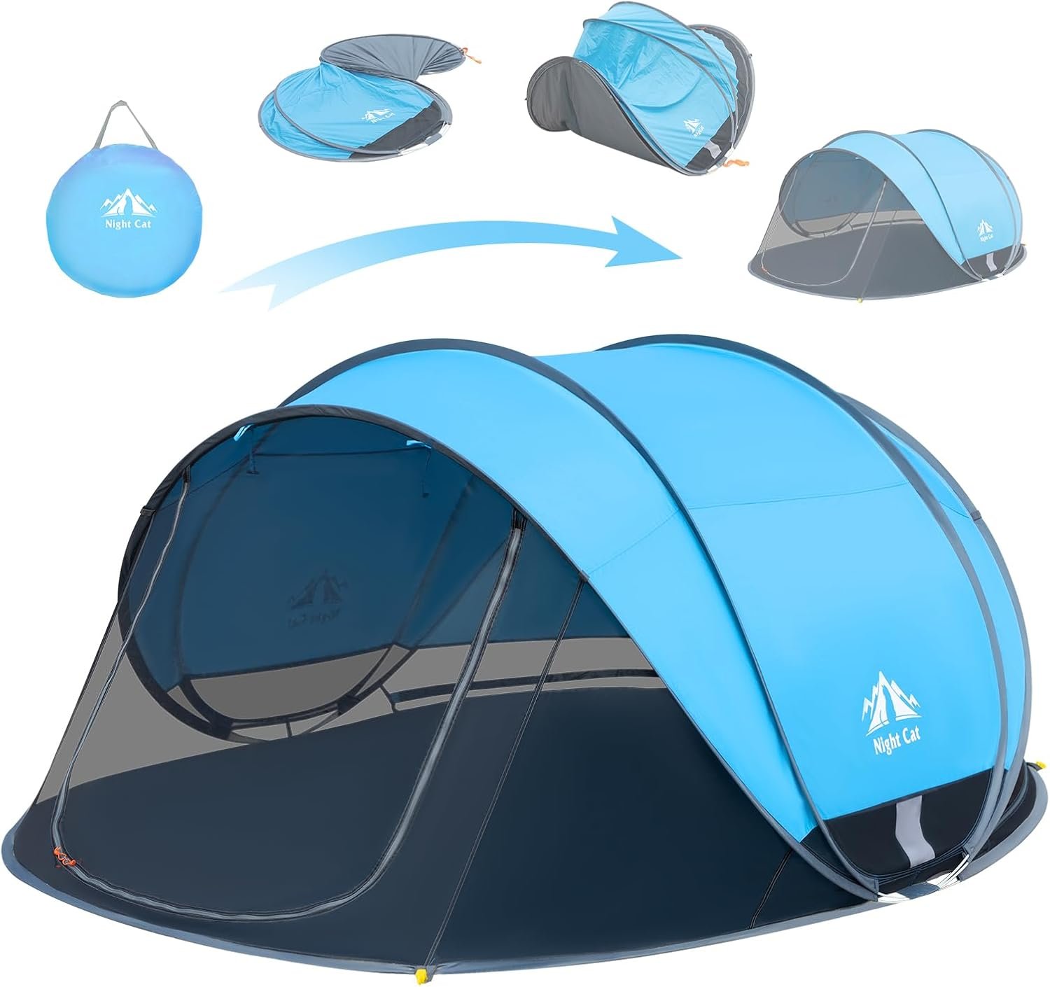 Night Cat Pop-up Beach Tent: Large Sun Shade Shelter for 2-4 Persons Picnic Sport Activities