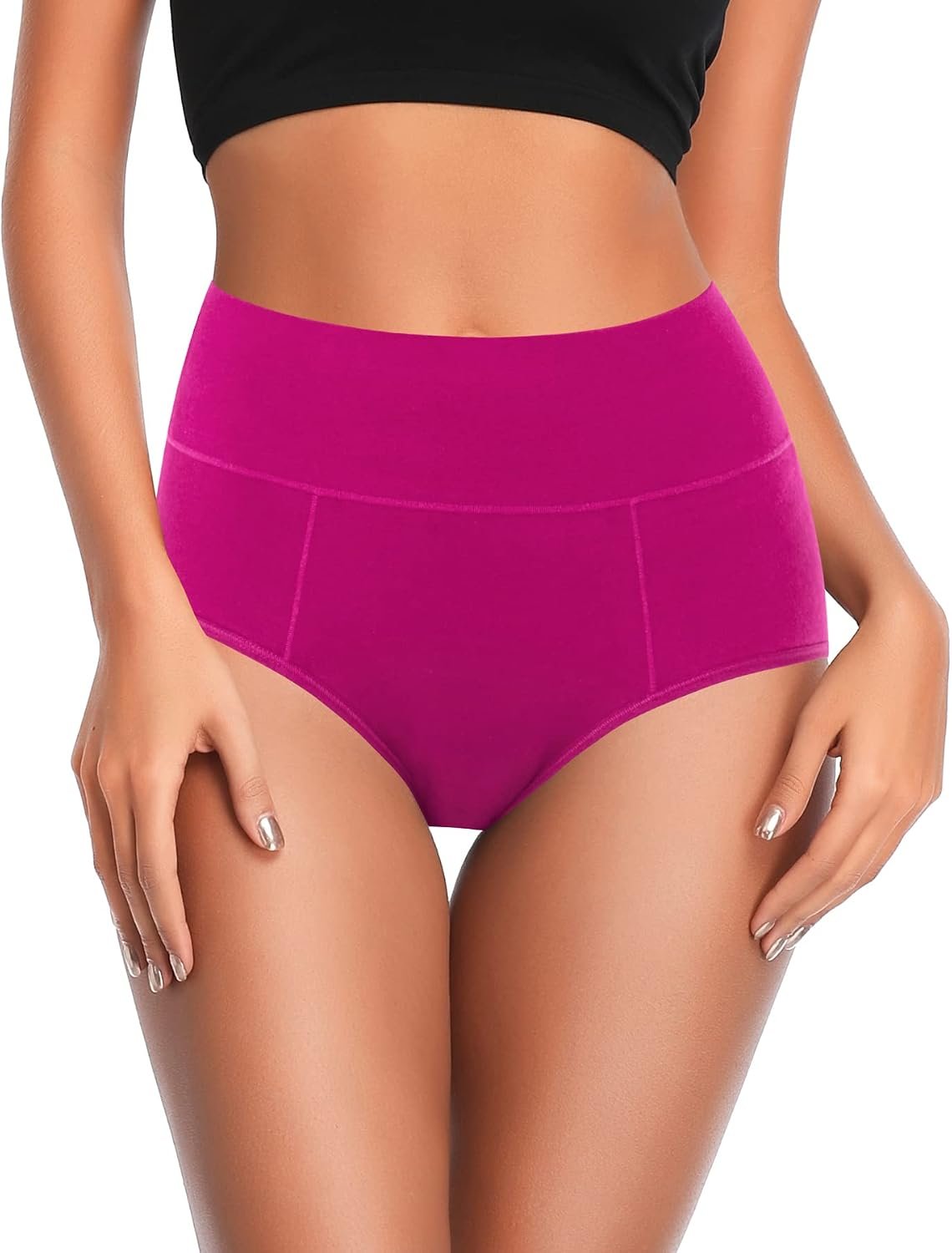 ASIMOON Tummy Control High Waisted Underwear for Women Cotton Plus Size Full Coverage Panties Ladies Briefs