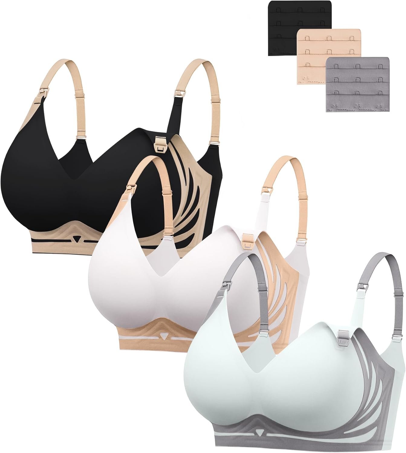 HBselect Nursing Bras for Breastfeeding 3 Pack Women Maternity Jelly Bras