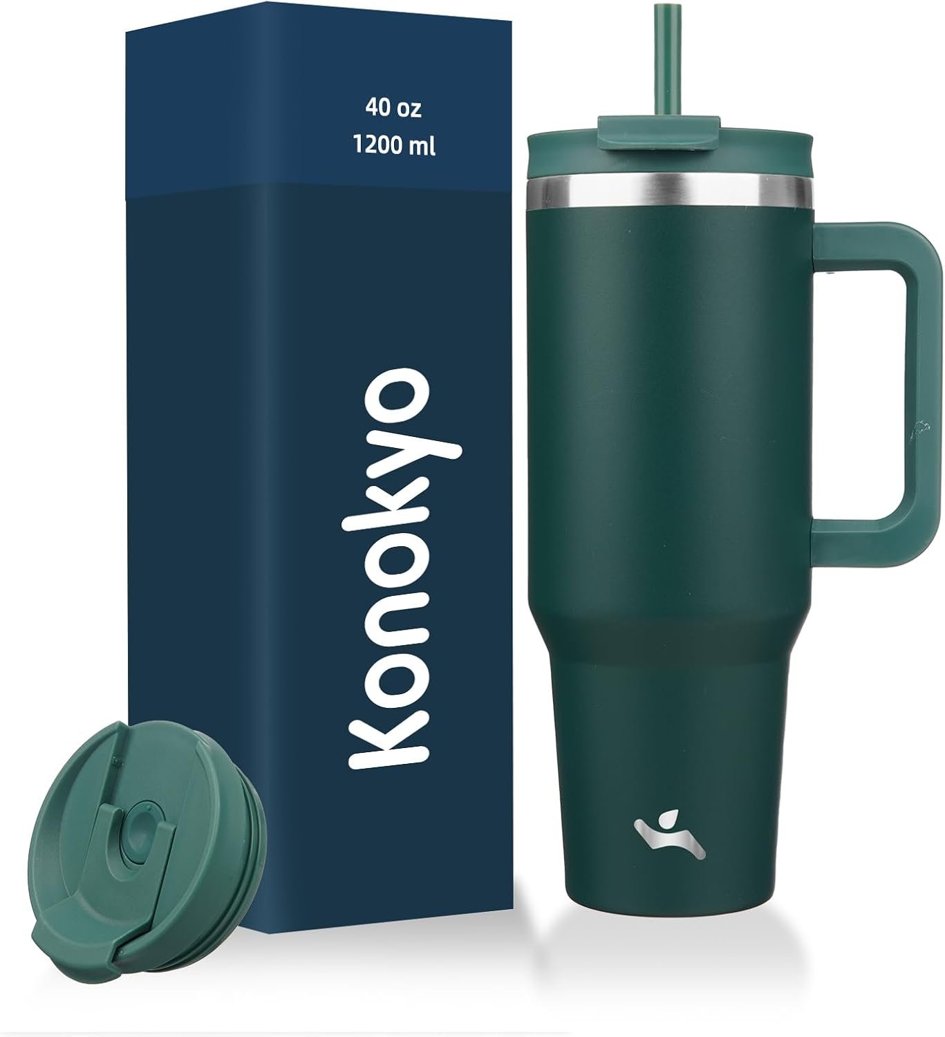 Konokyo 40 oz Insulated Tumbler Water Bottle with Handle, Straw Lid