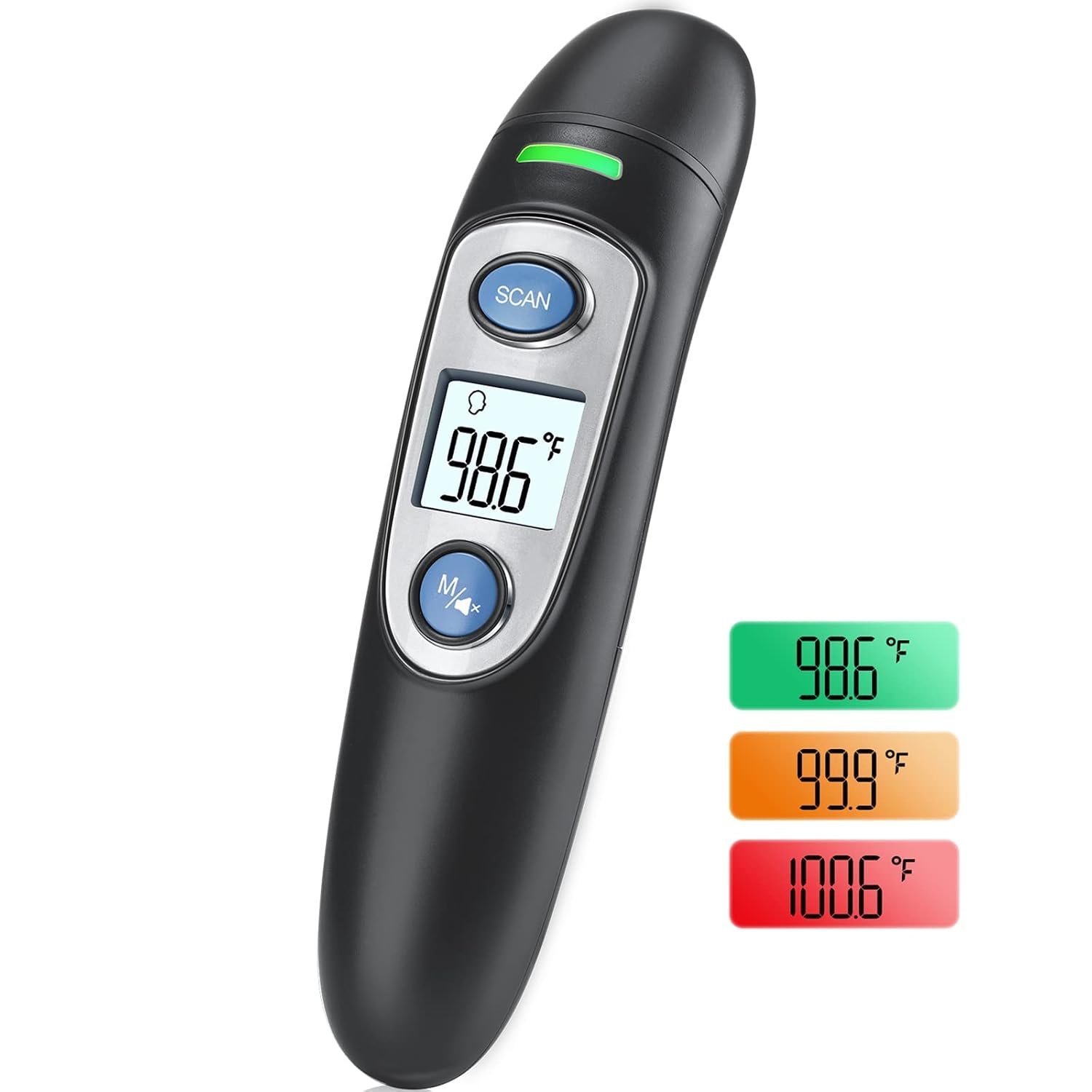 Ear and Forehead Thermometer for Adults & Kids, 1s Accurate Result (Black)