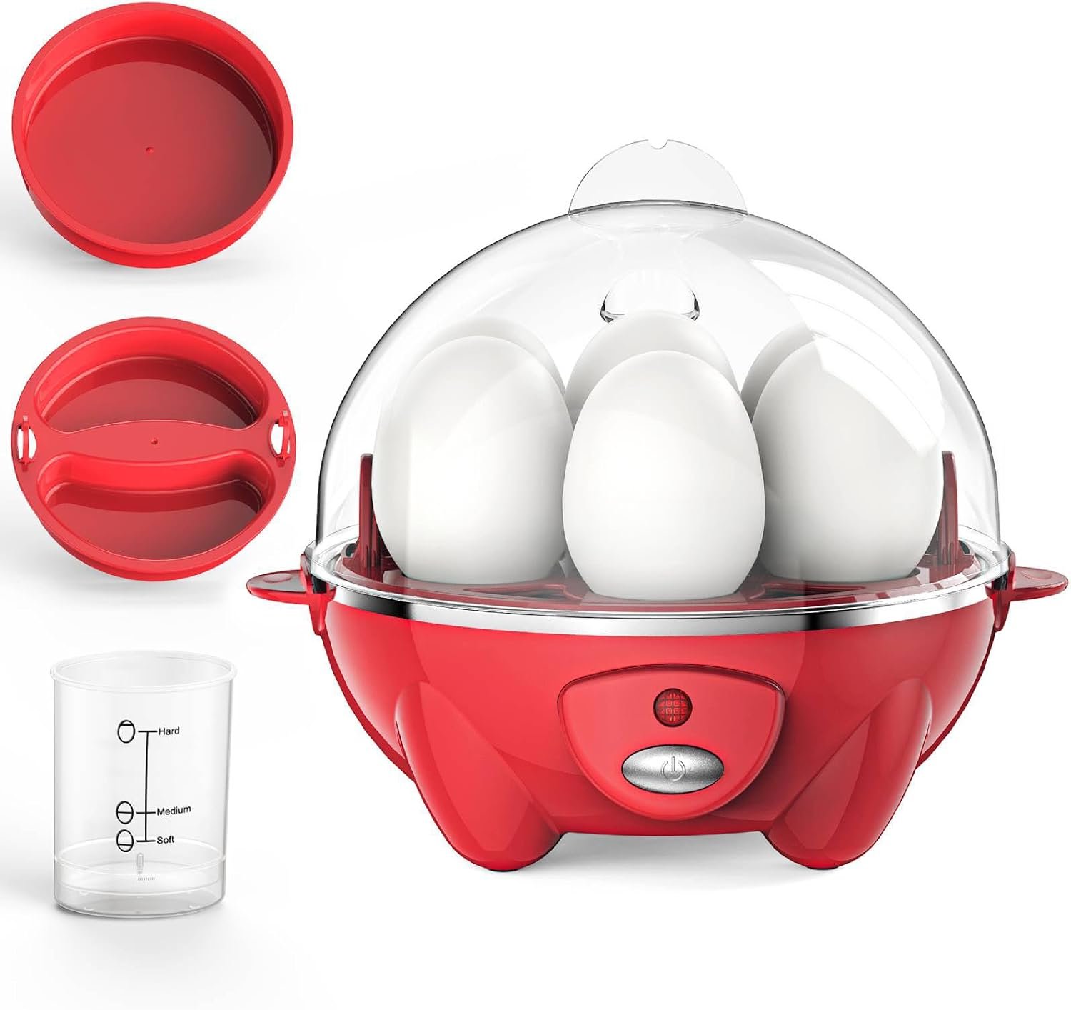 Egg Cooker,Rapid 7 Eggs Boiler with Auto Shut-off-Red