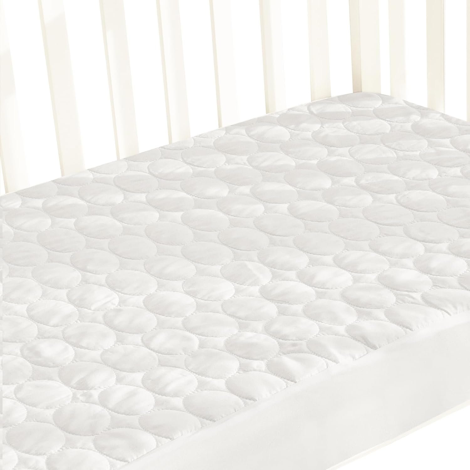 Biloban Crib Mattress Protector Waterproof Sheets Fitted 52” x 28”, White