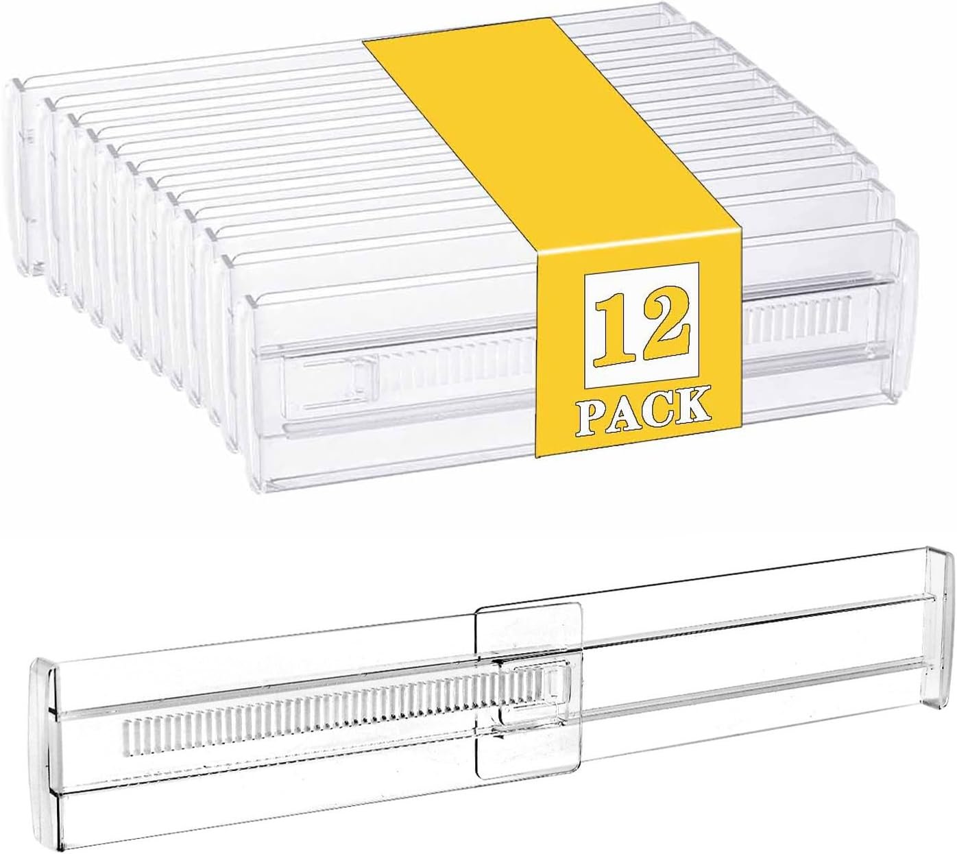 12Pcs Drawer Dividers for Clothes,3.15″ High 11.34″-19.69″ clear