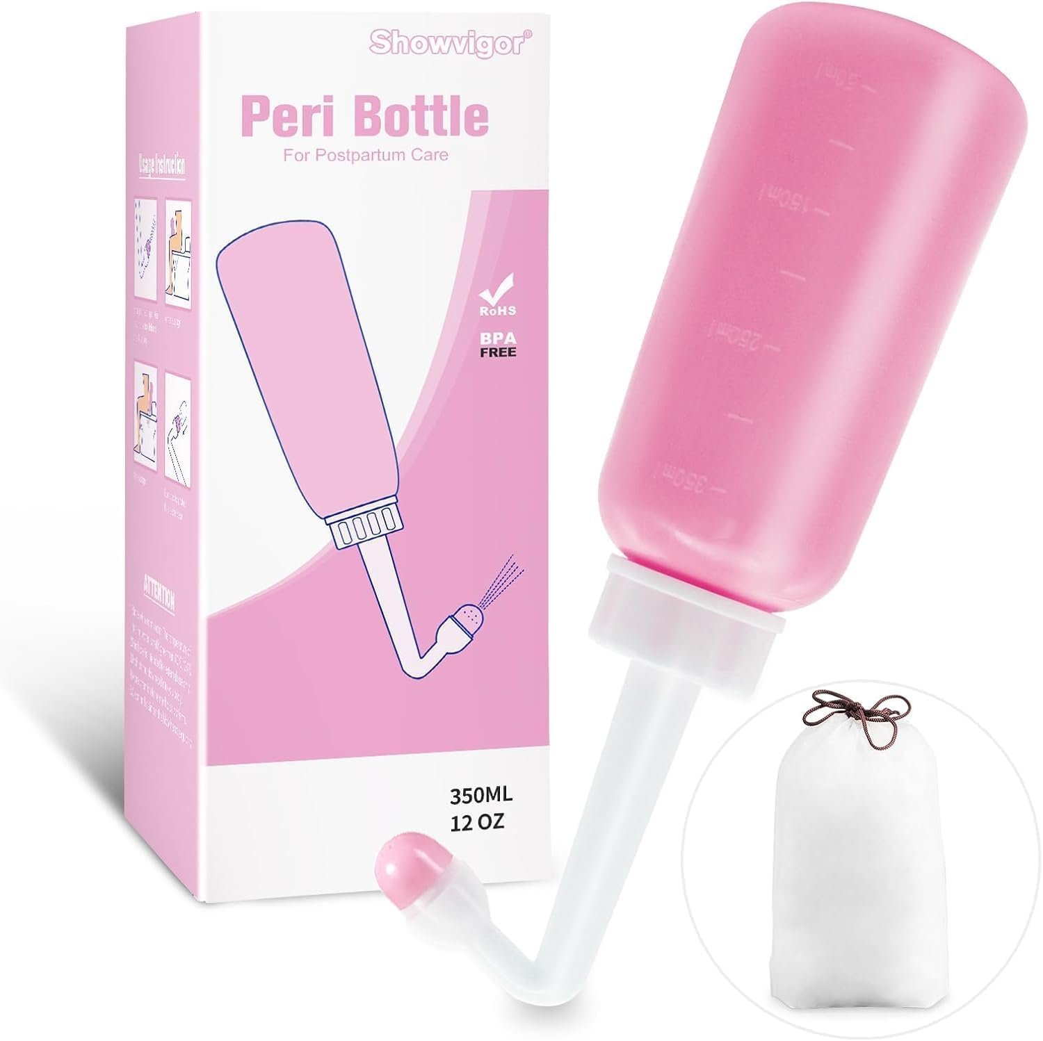 12oz Upside Down Peri Bottle for Postpartum Care, Perineal Cleansing Bottle