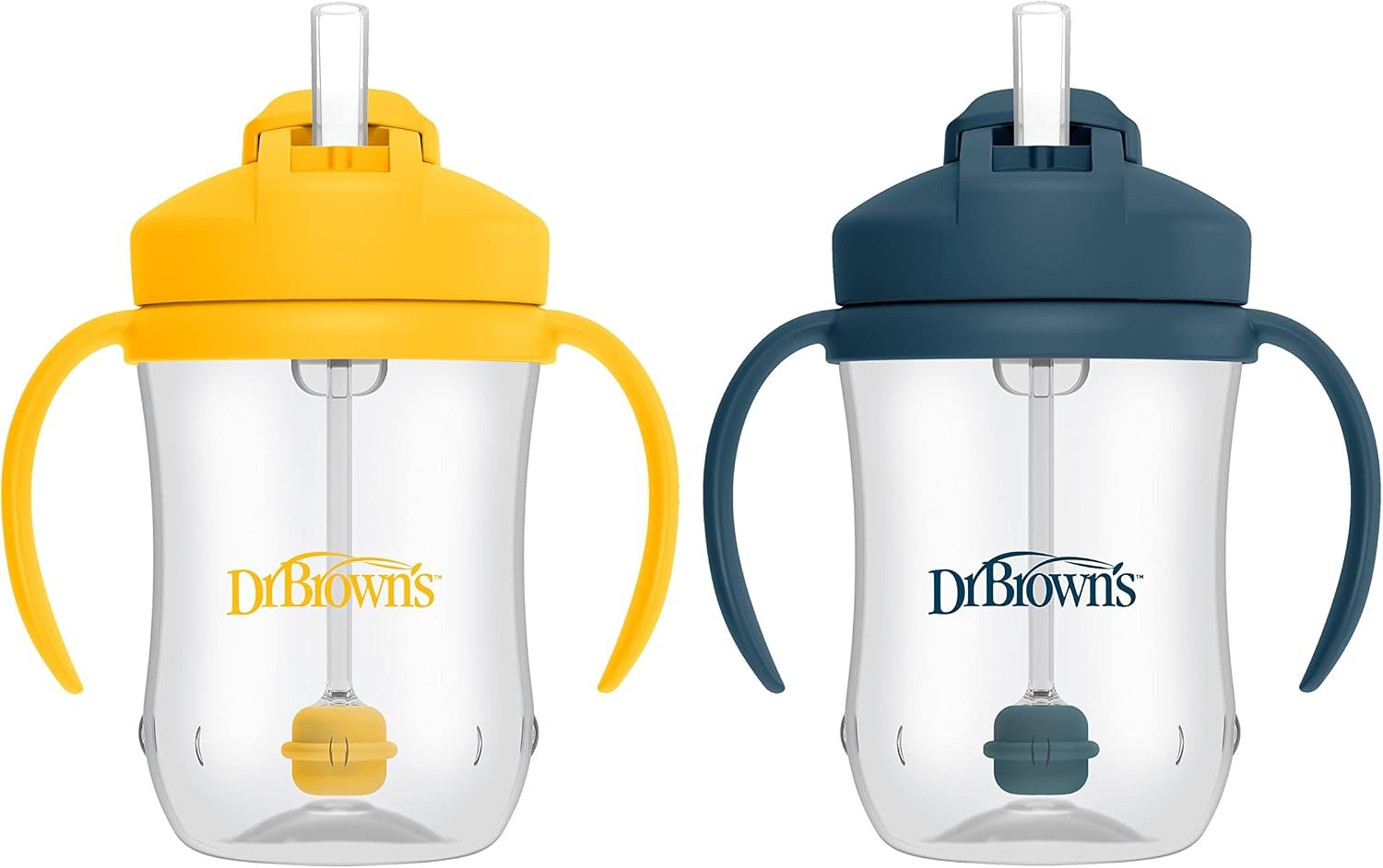 Dr. Brown’s Milestones Baby’s First Straw Cup, Blue & Yellow, 2-Pack