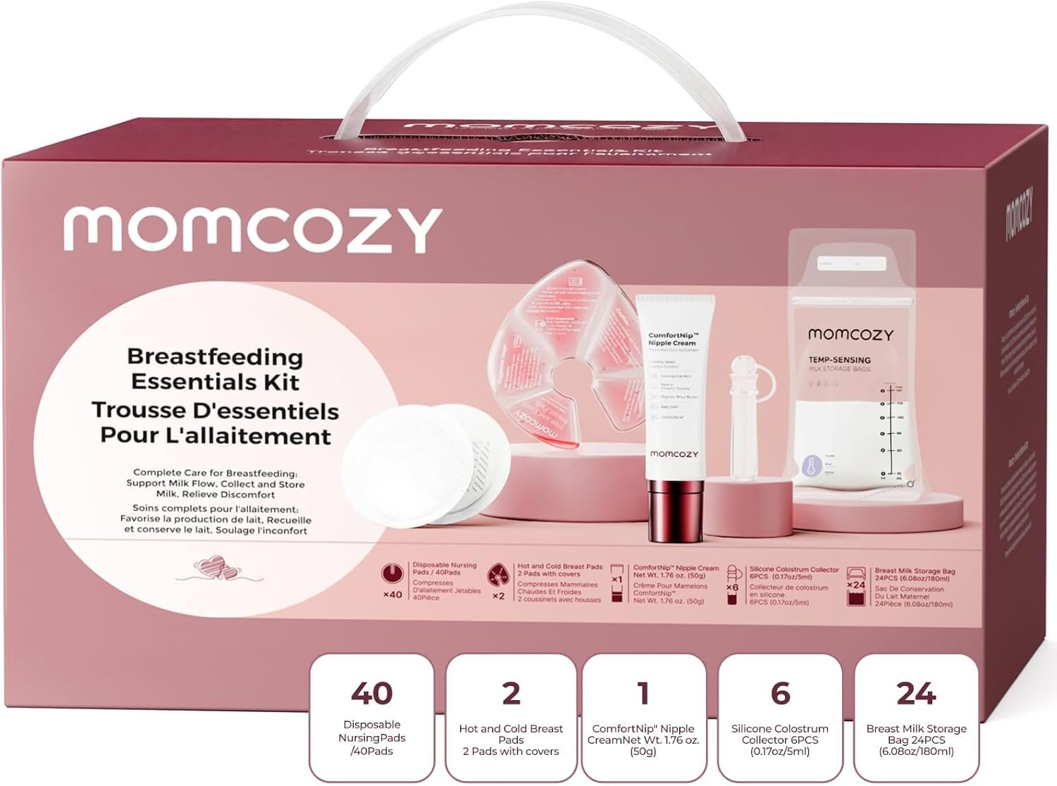 Momcozy 73PC Breastfeeding Essentials Kit,New Moms Postpartum Essentials