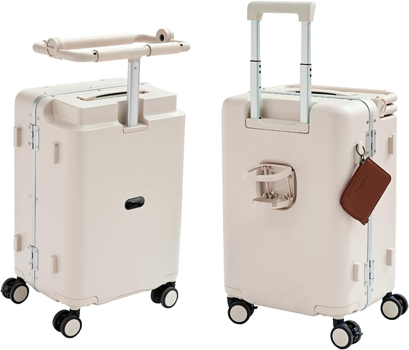 20″ Carry On Suitcase with Seat and Cup Holder – Beige