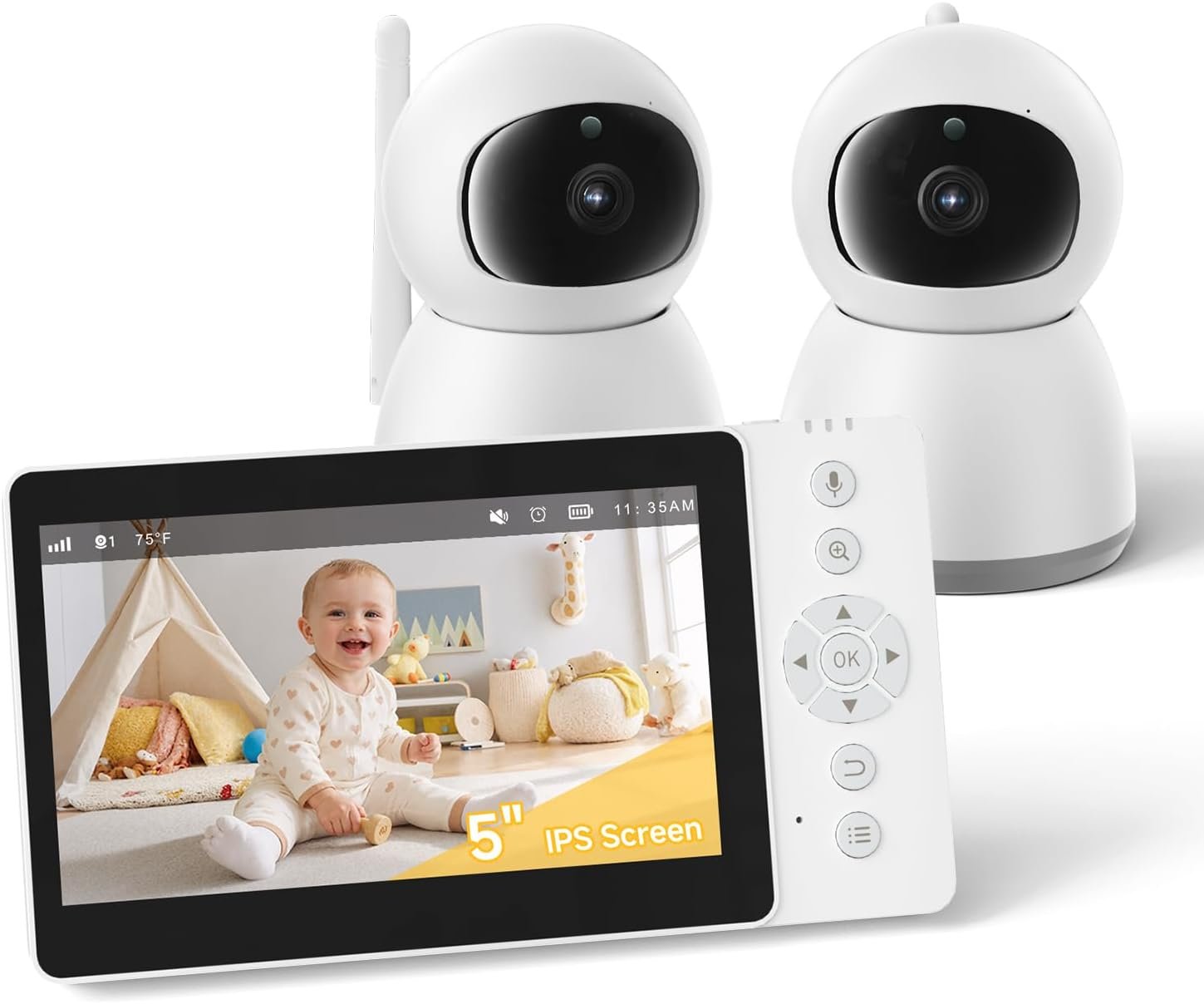 Baby Monitor 1300ft Range, 1080P HD, Pan-Tilt-Zoom, No WiFi, NO app