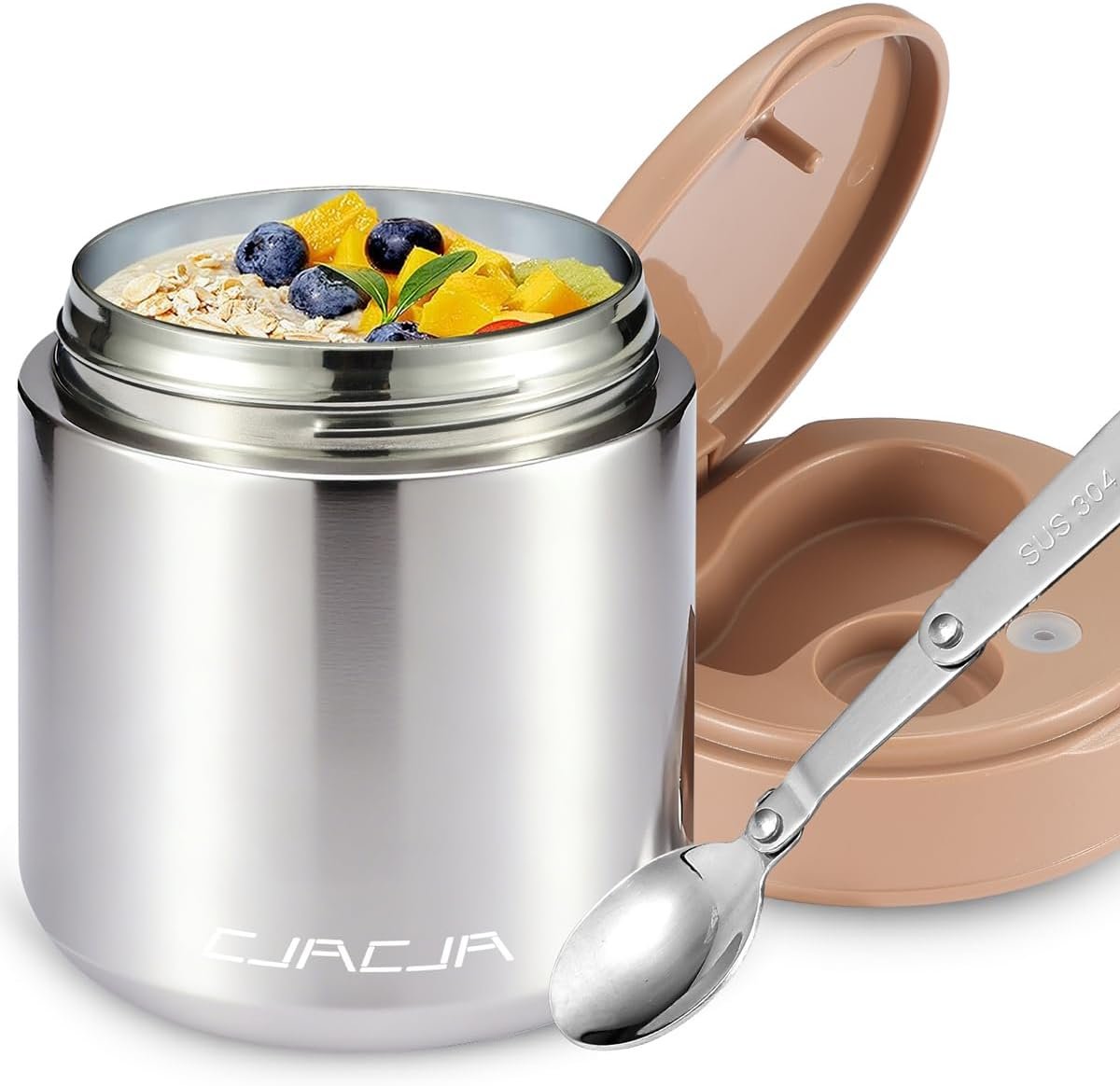 Thermo for Hot Food Kids – 15.2oz with Folding Spoon and Silicone handle