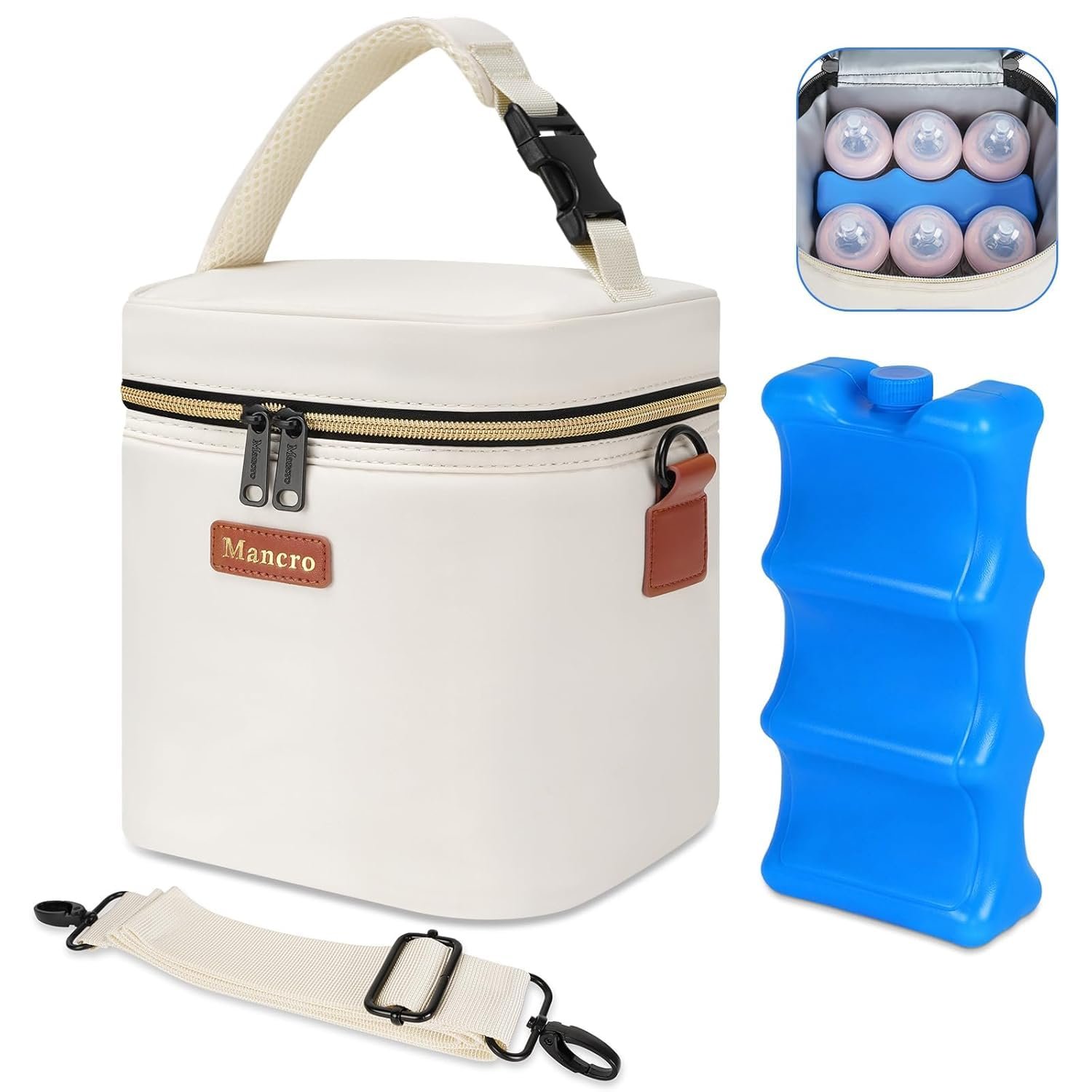 Mancro Breastmilk Cooler Bag with Ice Pack, Cooler Bag for Breast Milk