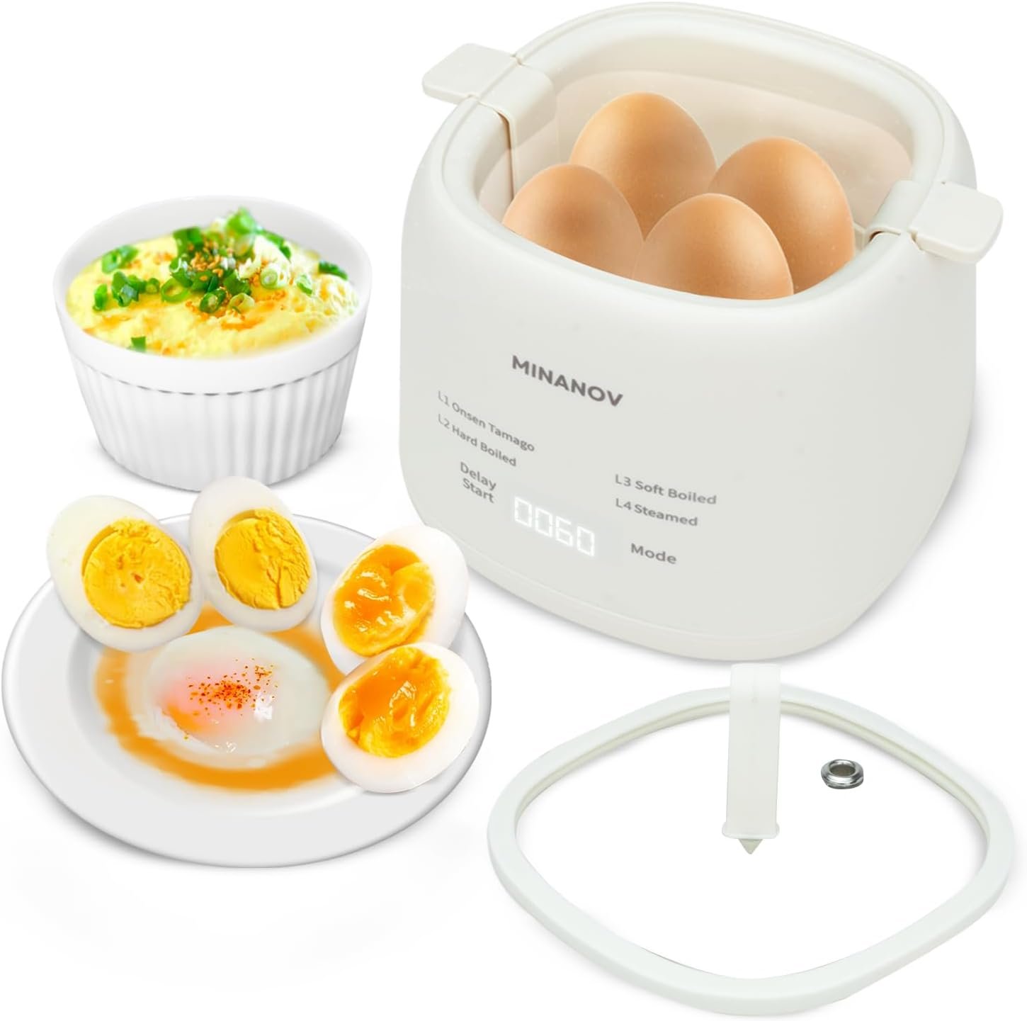 Egg Maker – Electric Egg Cooker with Auto Shut Off and Alarm- Egg Maker Machine for Hard Boiled, Soft Boiled, Steamed Eggs, Onsen Tamago – Smart Egg Cooker for Home,Kitchen, RV,Camping