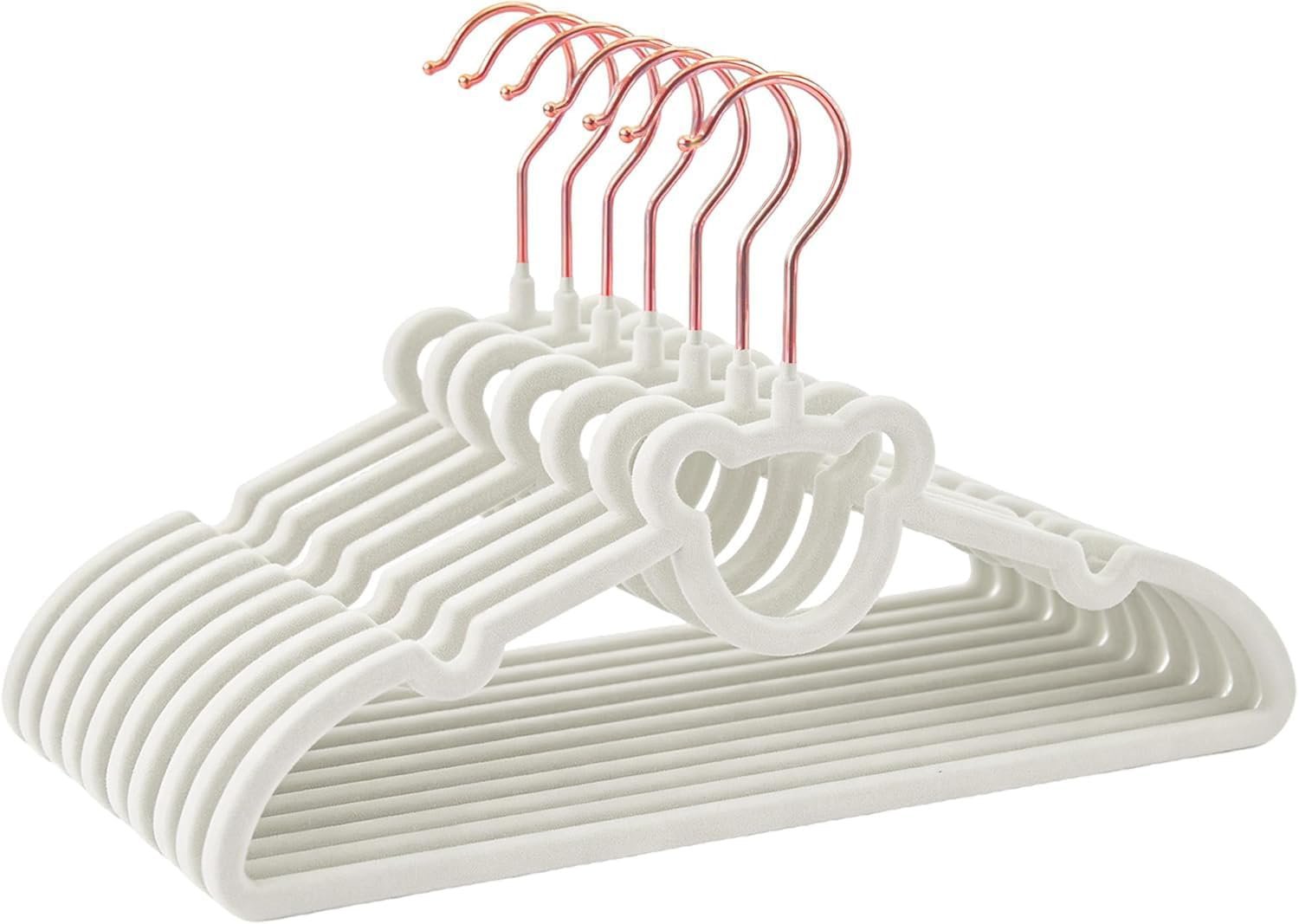 30 Pack Gray Velvet Kids Clothes Hangers – 12.6in for Ages 4-10, with Cute Bear, Rotating Rose Gold Hook, Non-Slip, Space-Saving Slim Felt Hangers for Toddler Coats, Jackets, Dresses