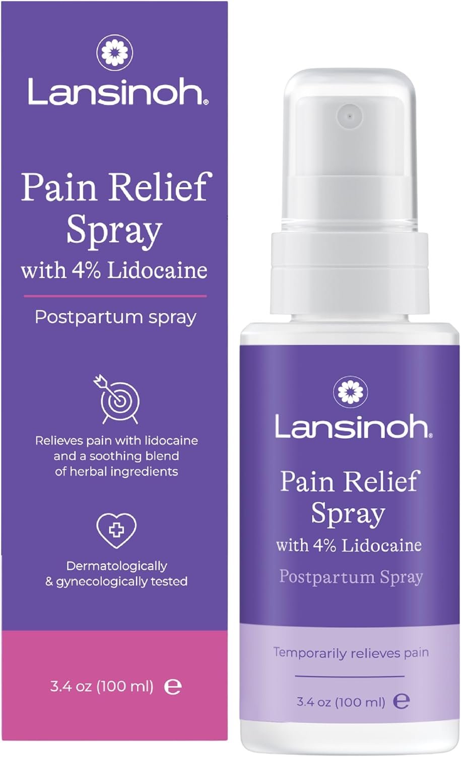Lansinoh 4% Lidocaine Perineal Spray, 3.5 Ounces
