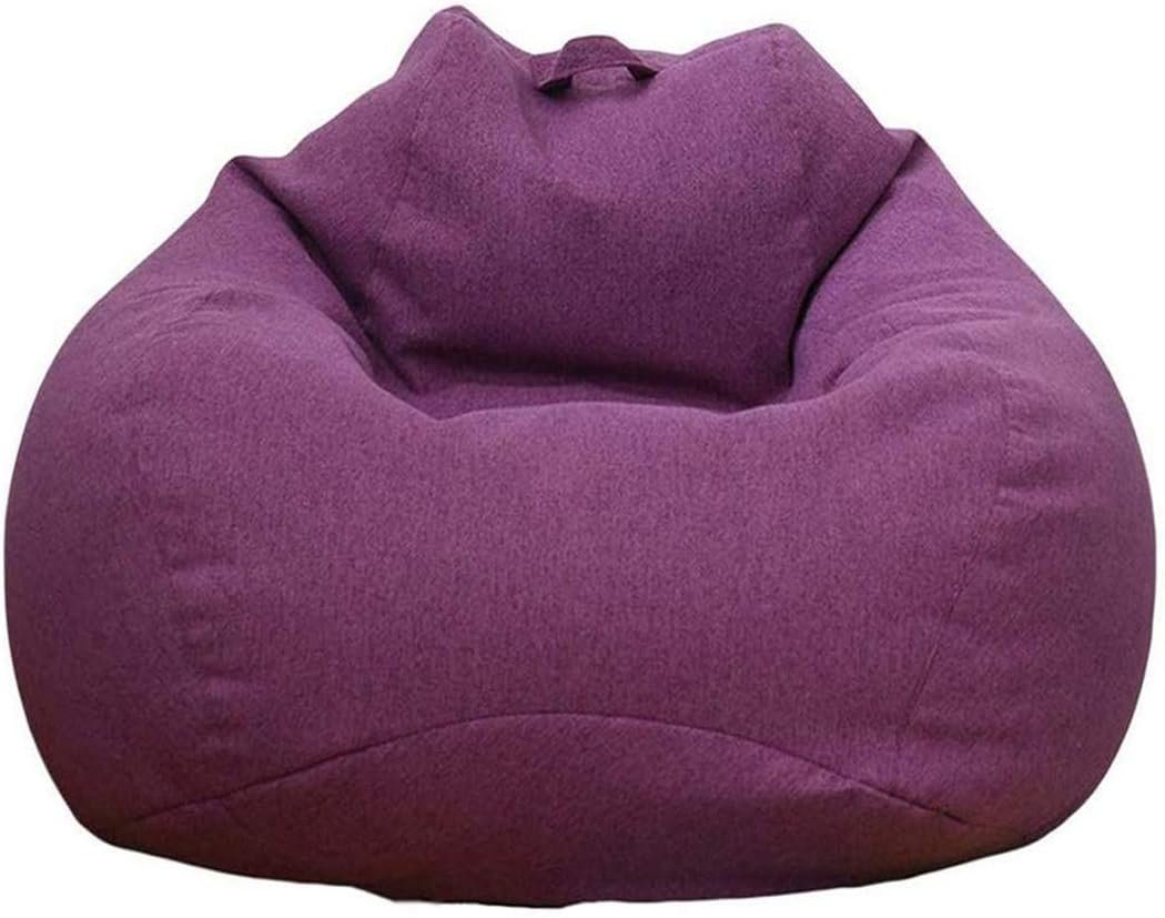Stuffed Animal Storage Bean Bag Cover (No Filler) Extra Soft Beanbag Seat Chair Covers-Cotton Linen Memory Foam Beanbag Replacement Cover for Adults Children without Filling