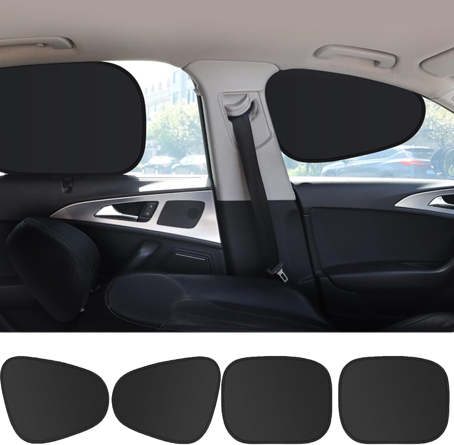 Car Window Sun Shade 4 Pack, Static Cling Side Window Sunshade, UV Protection Privacy Cover, Universal Fit for Car SUV Truck