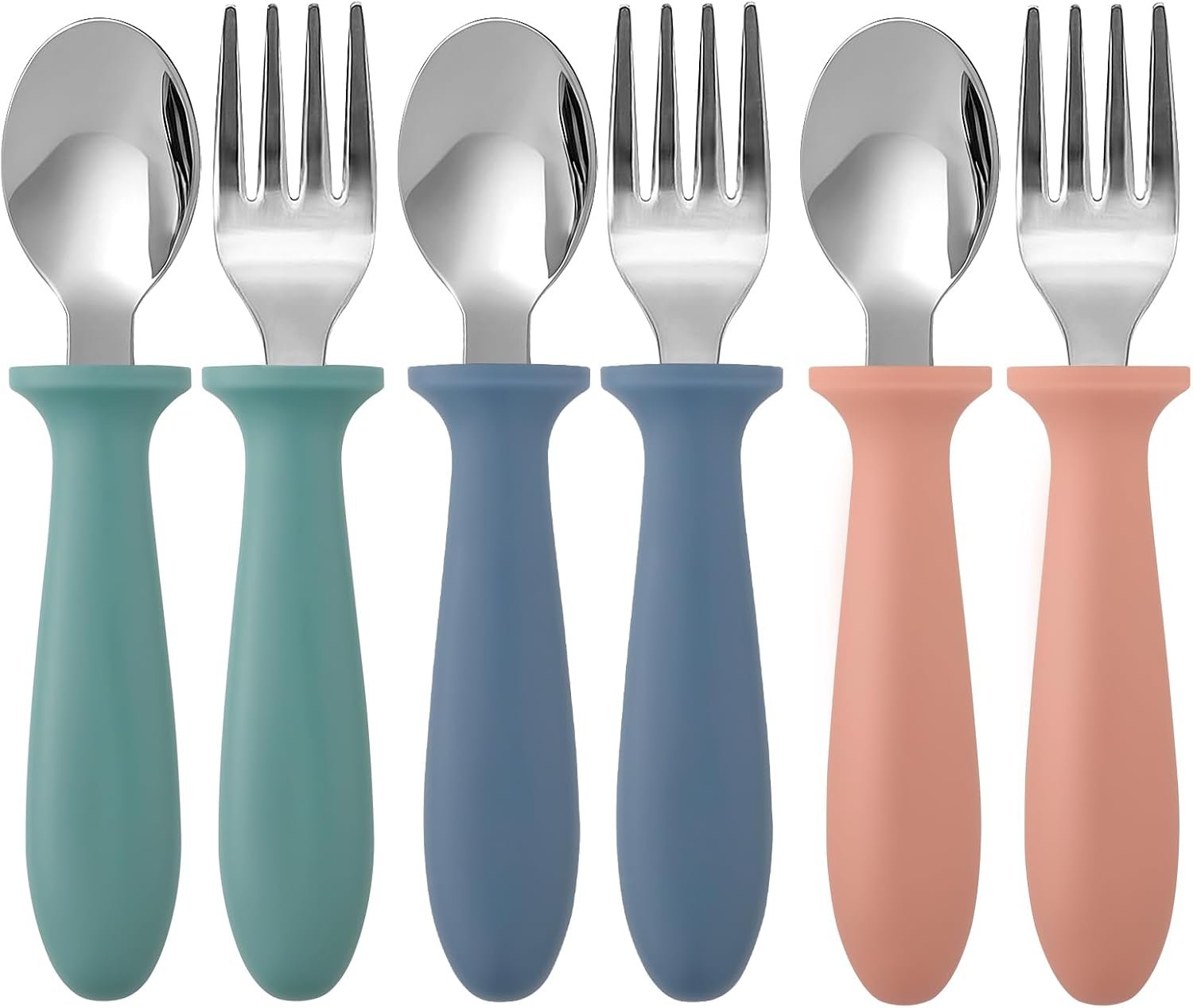 Pimoys Toddler Utensils Set, 6-Piece Kids Fork and Spoon Set