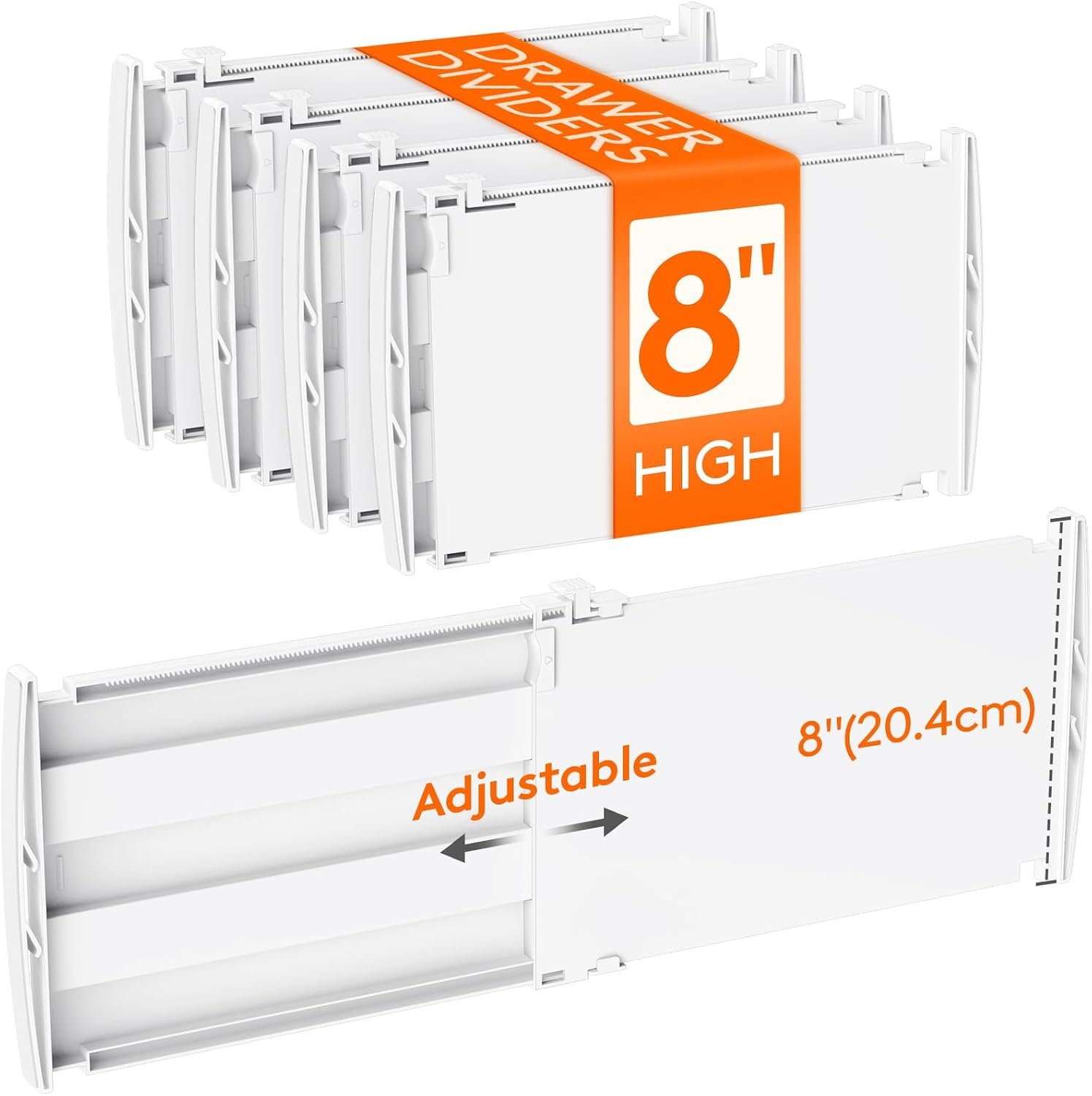 Lifewit 8″ Tall Drawer Dividers, Adjustable Deep Drawer Organizer Clothes