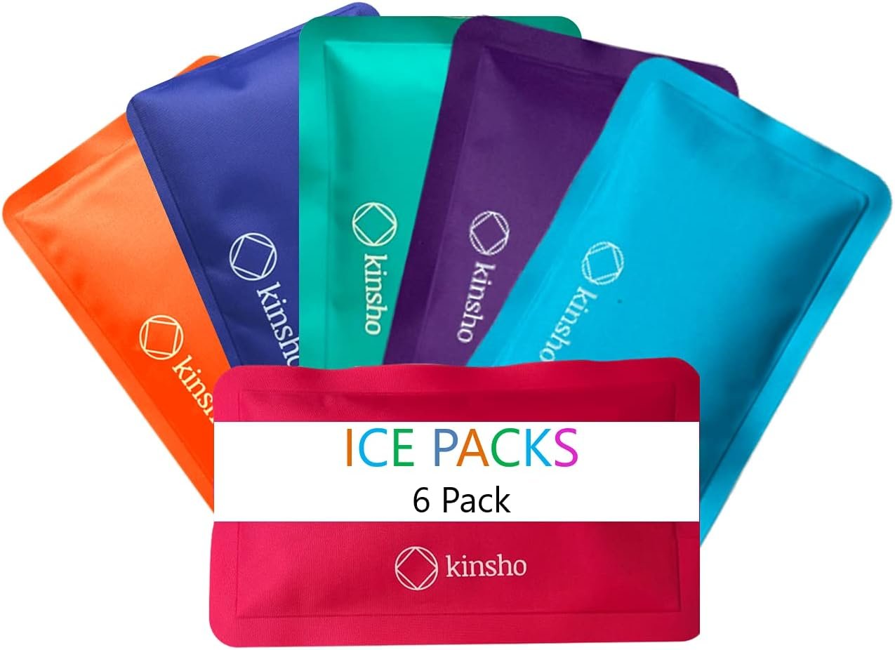 kinsho Ice Pack for Kids Lunch Box, Bag and Bento Boxes, Reusable and Refreezable Soft Slim Pouches for Travel, School, Work or Camping, Long Lasting Cold, Flexible | (6 Color)…