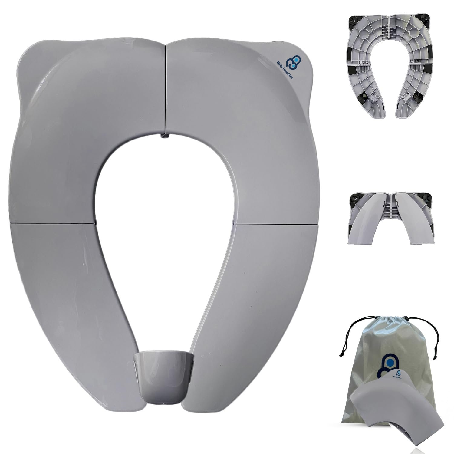 Baby Proof Me Gray Travel Potty Training Seat – Toddler Toilet Seat Cover