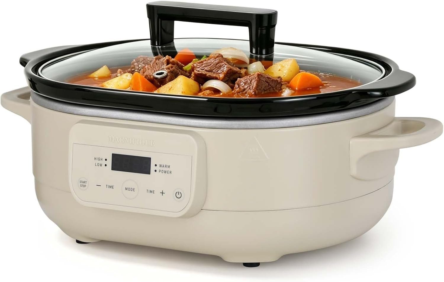 MAGNIFIQUE 6 Quart Programmable Slow Cooker Removable Healthy Nonstick Pot – Small Kitchen Appliance for Family Dinners – Serves 6+ People – Heat Settings: Keep Warm Oatmeal