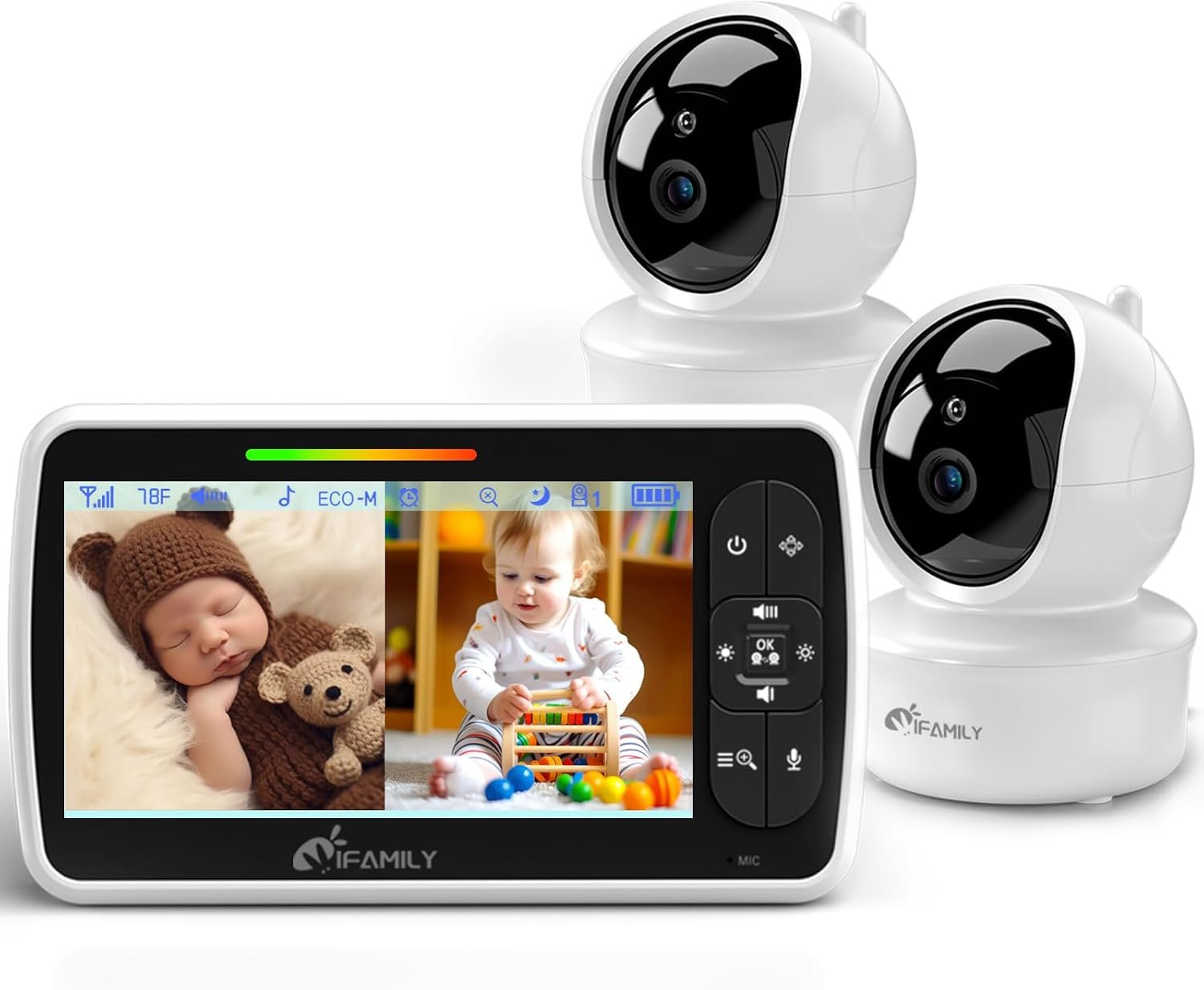 iFamily 5″Split Screen Baby Monitor with 2 Cameras and Audio n Night Vision