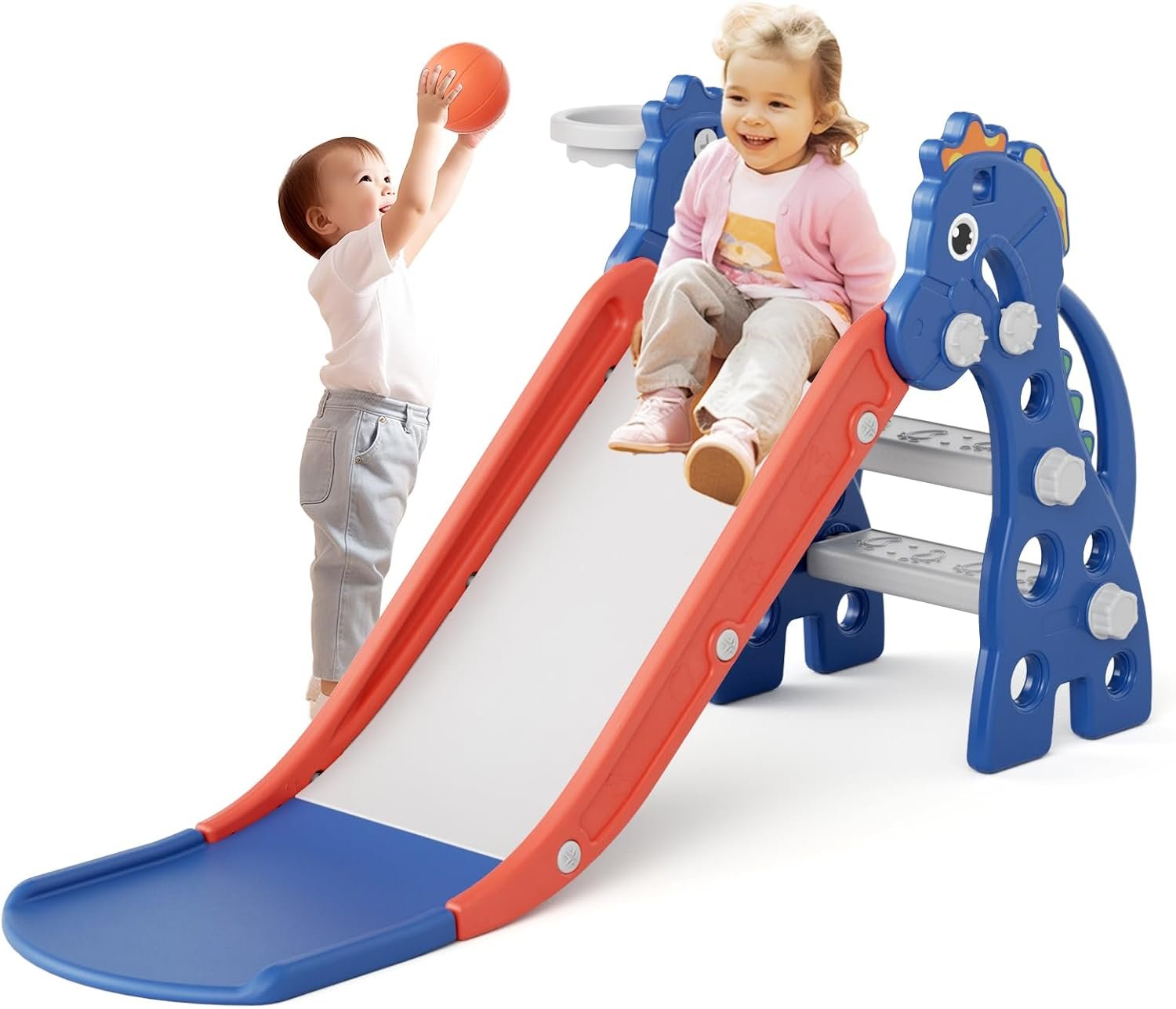 67i Indoor Slide for Toddlers 1-3, Outdoor Use, Foldable with Hoop (Blue)