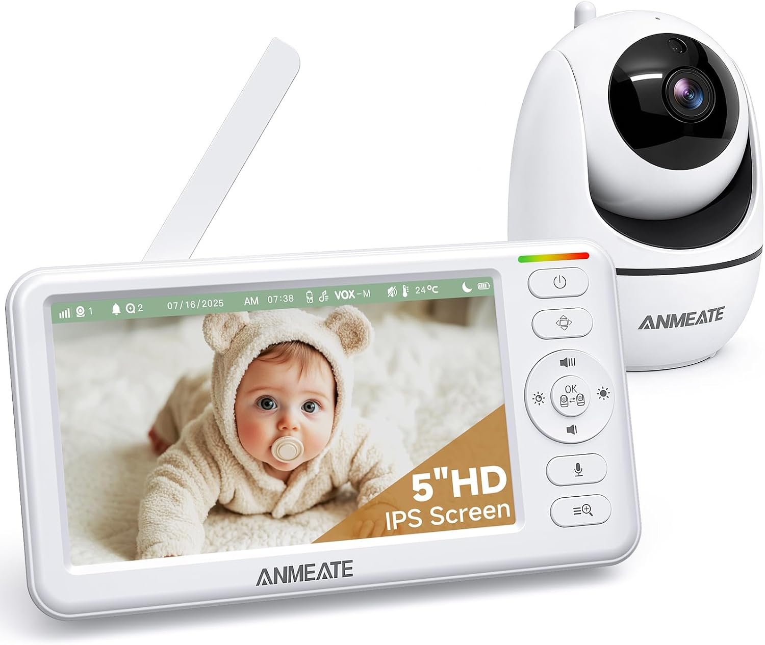 ANMEATE 5″ HD Video Baby Monitor with Camera and Audio