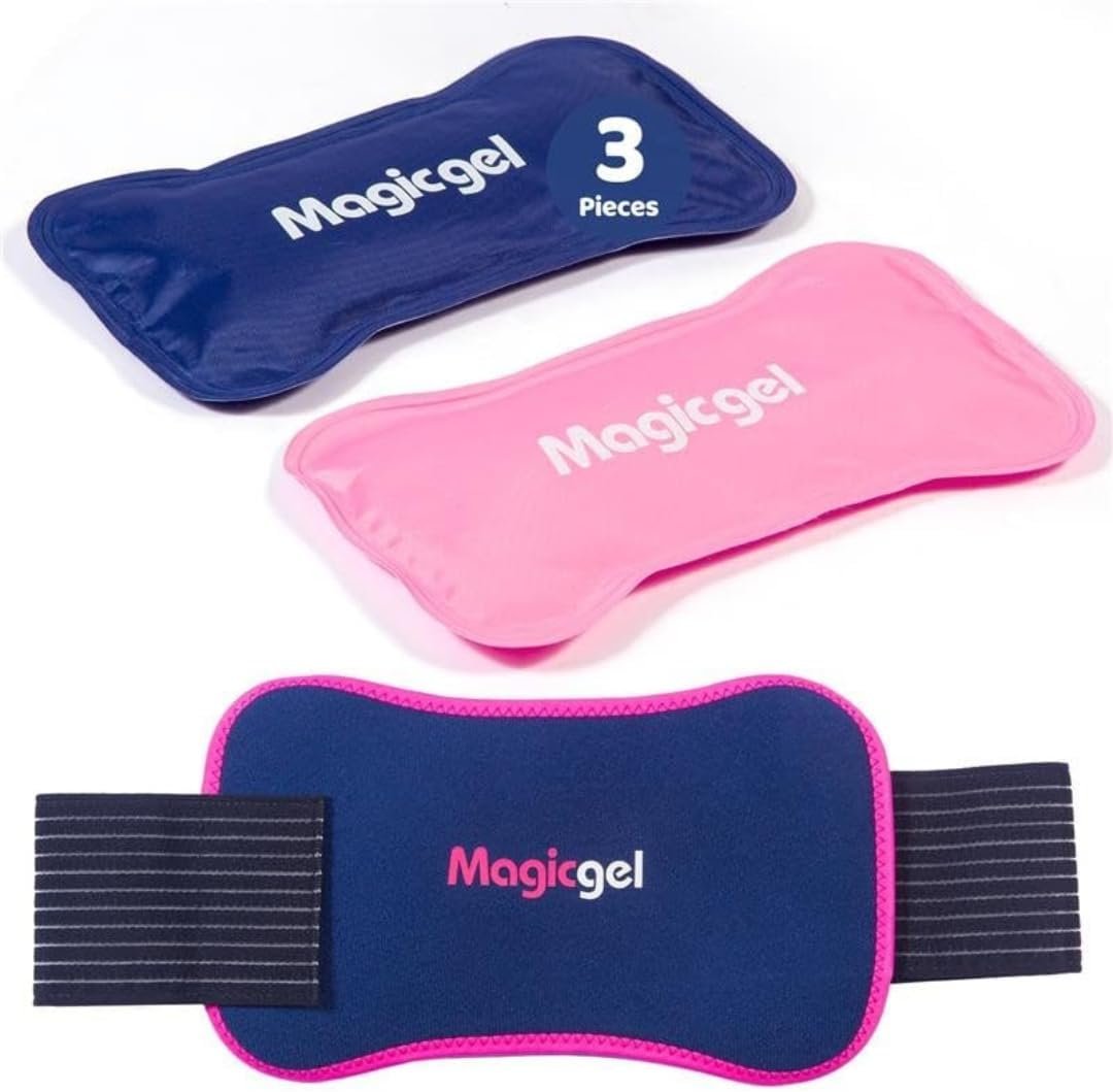 Magic Gel Ice Packs for Injuries Reusable (3 Pieces) | Flexible Wrap Around Gel Ice Pack Knees, Back, Shoulders, Arms and Legs (11″ x 5.5″) | Hot and Cold Compress Cold Packs for Injuries