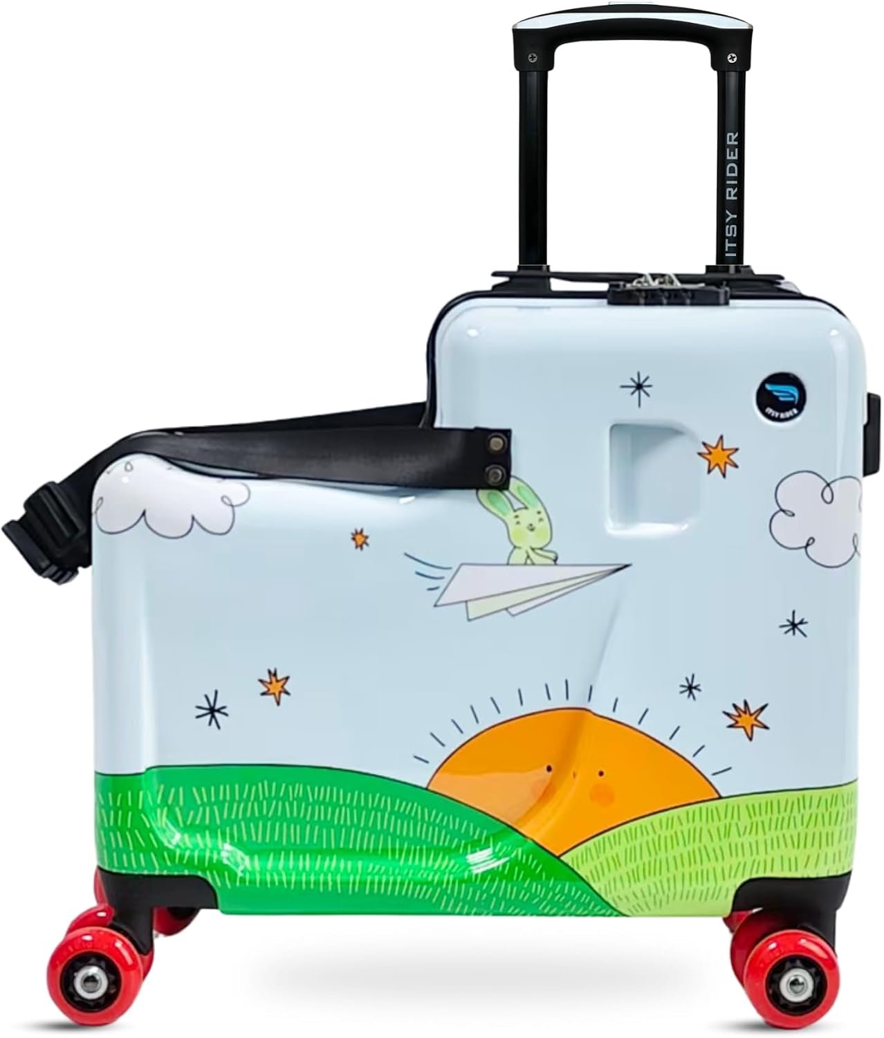 Cegali Itsy Rider 20″ Ride-on Suitcase for Kids with Double Spinner Red Wheels (Blue Aero Flyer)