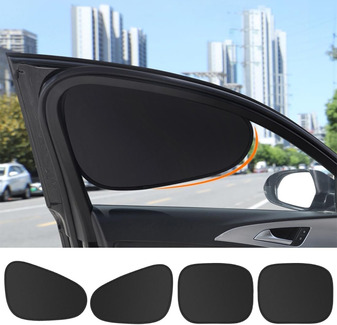 4PCS Car Window Shade, Automobile Sunshade, Car Sun Blocker, Static Suction car Window Sunshade, 99% Sun-Blocking Rate, Front and Rear Window sunshades