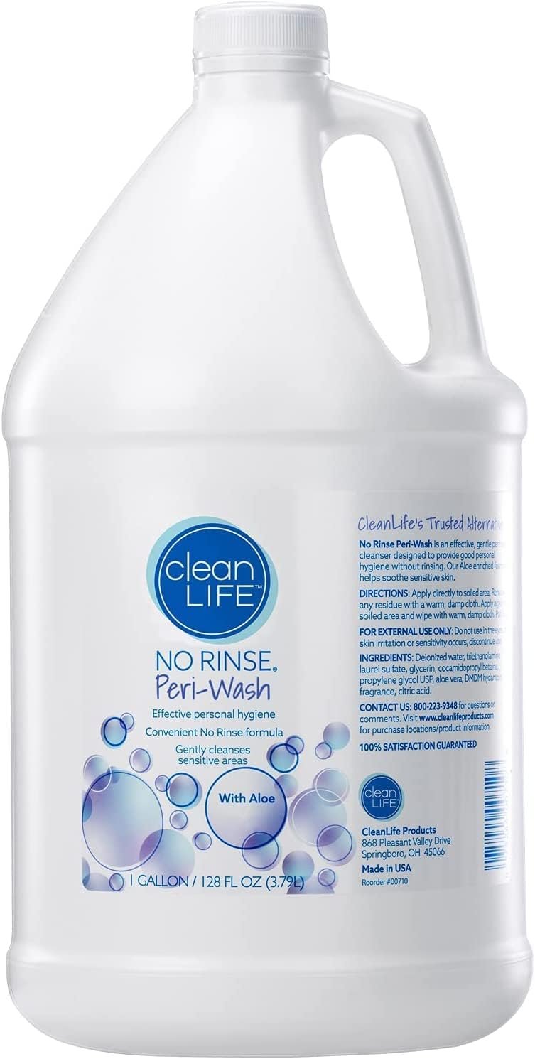 No-Rinse Peri-Wash Perineal Cleanser 128 fl oz – pH Balanced, Rinse-Free Formula with Aloe & Vitamin E | Soothes & Moisturizes Sensitive Skin | No Alcohol | Hospital Trusted, Made in USA