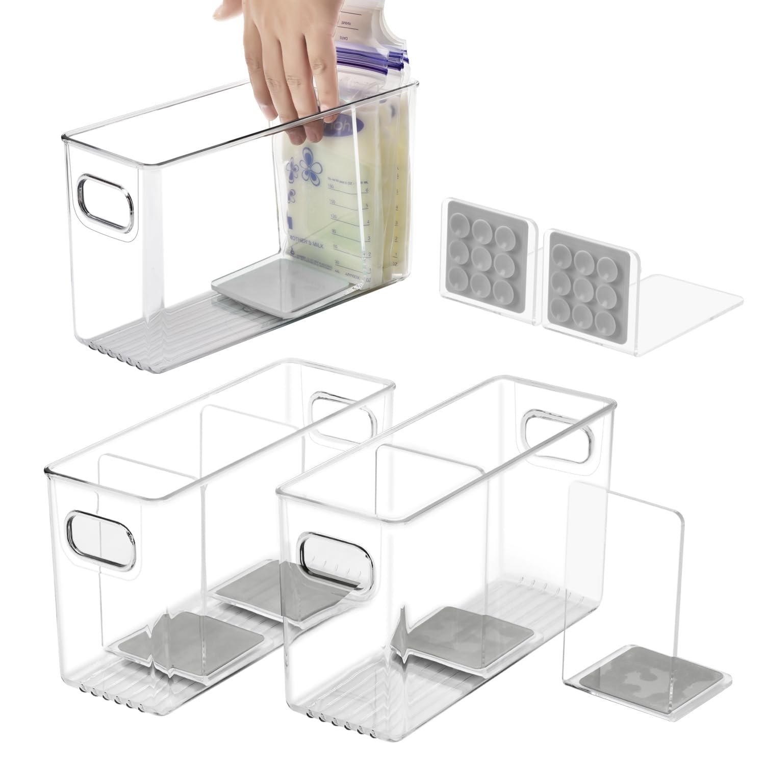 Ugotfeels 2 Pack Breast Milk Storage Bag Container with Removable L Divider