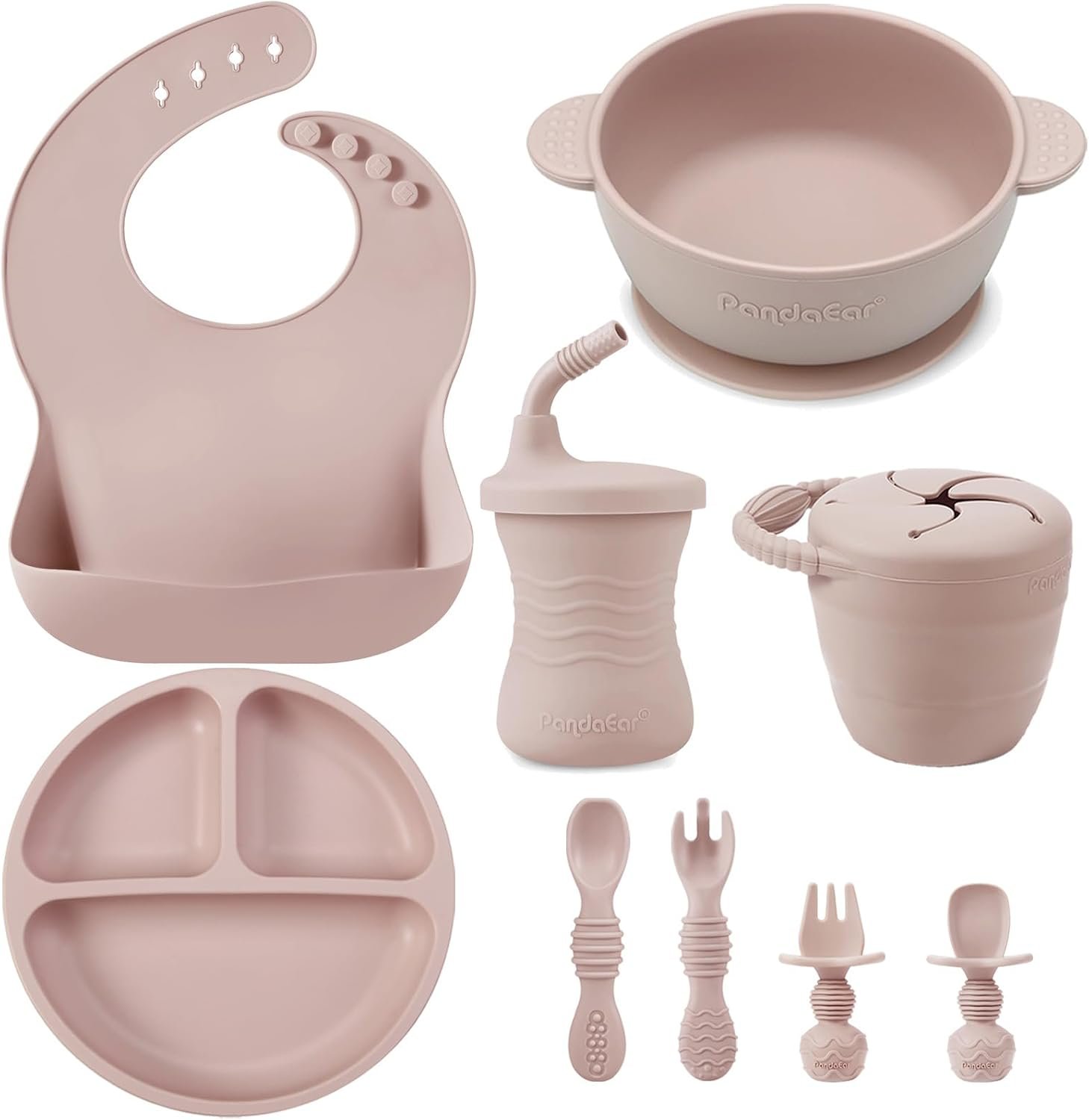 PandaEar 9 PCS Silicone Baby Feeding Set, Suction Plate & Utensils