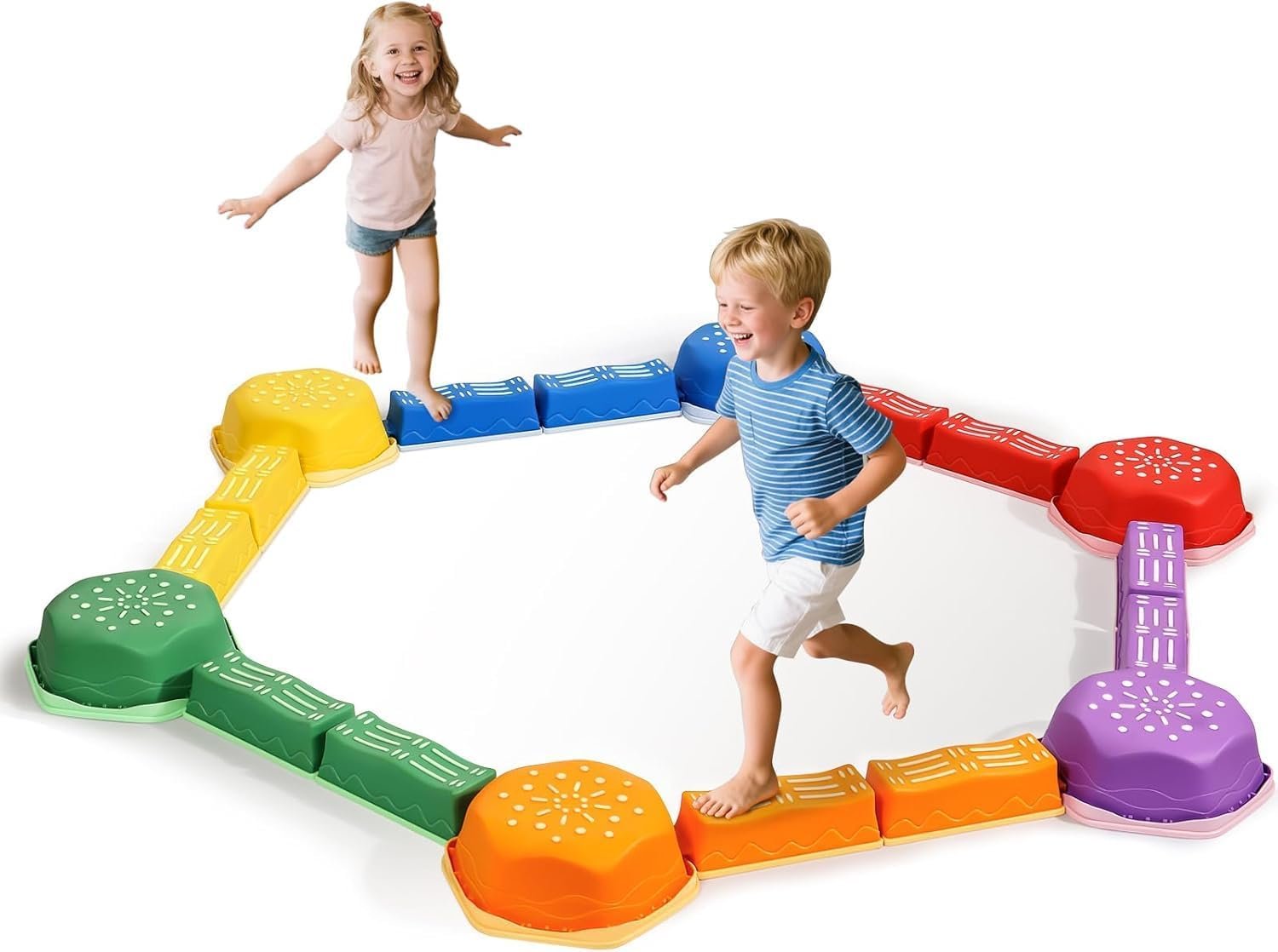 18Pcs Non‑Slip Balance Beam Stepping Stones for Kids Ages 3+