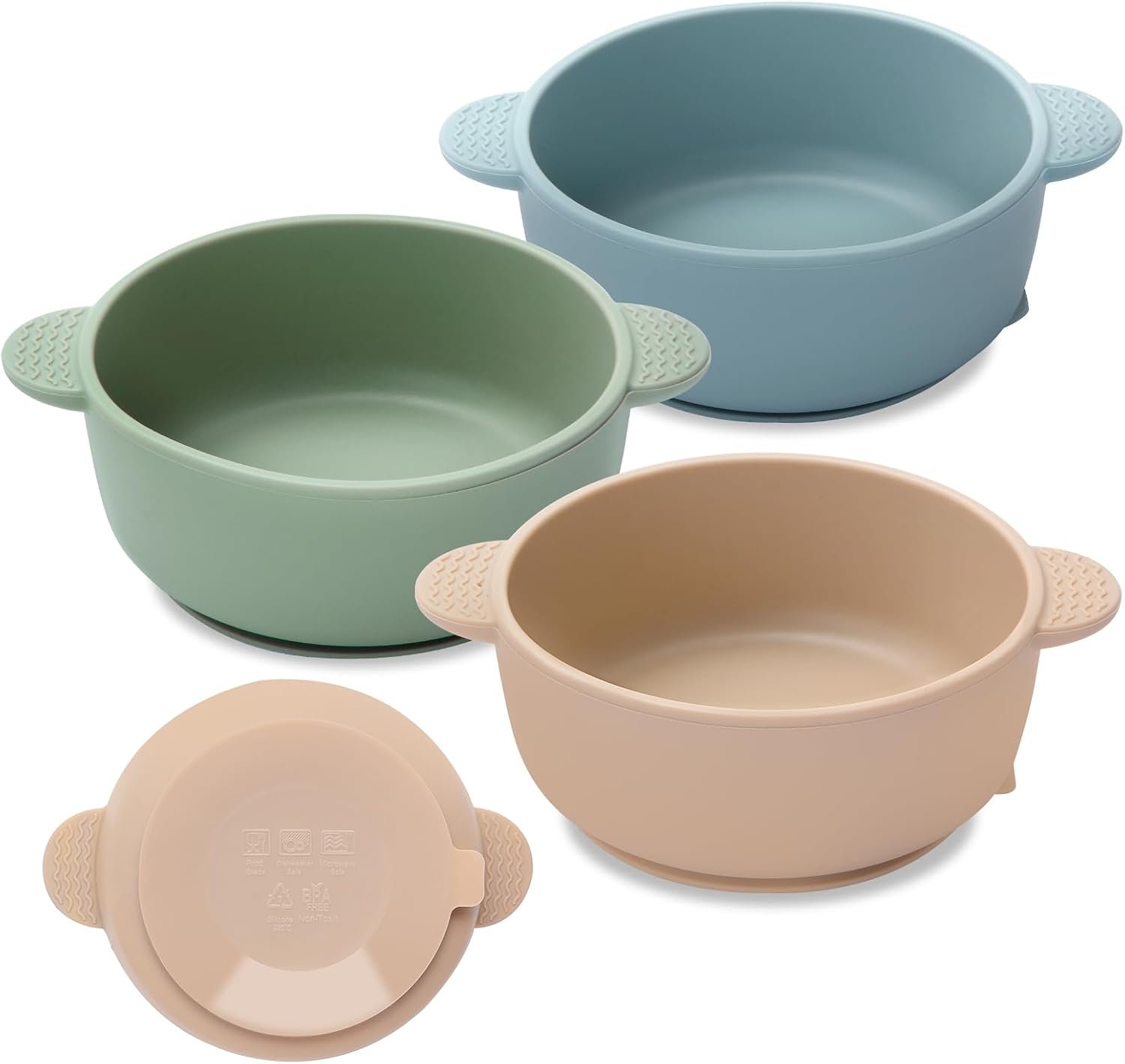 Eascrozn Baby Bowls with Suction, 3 Pack Baby Led Weaning Supplies