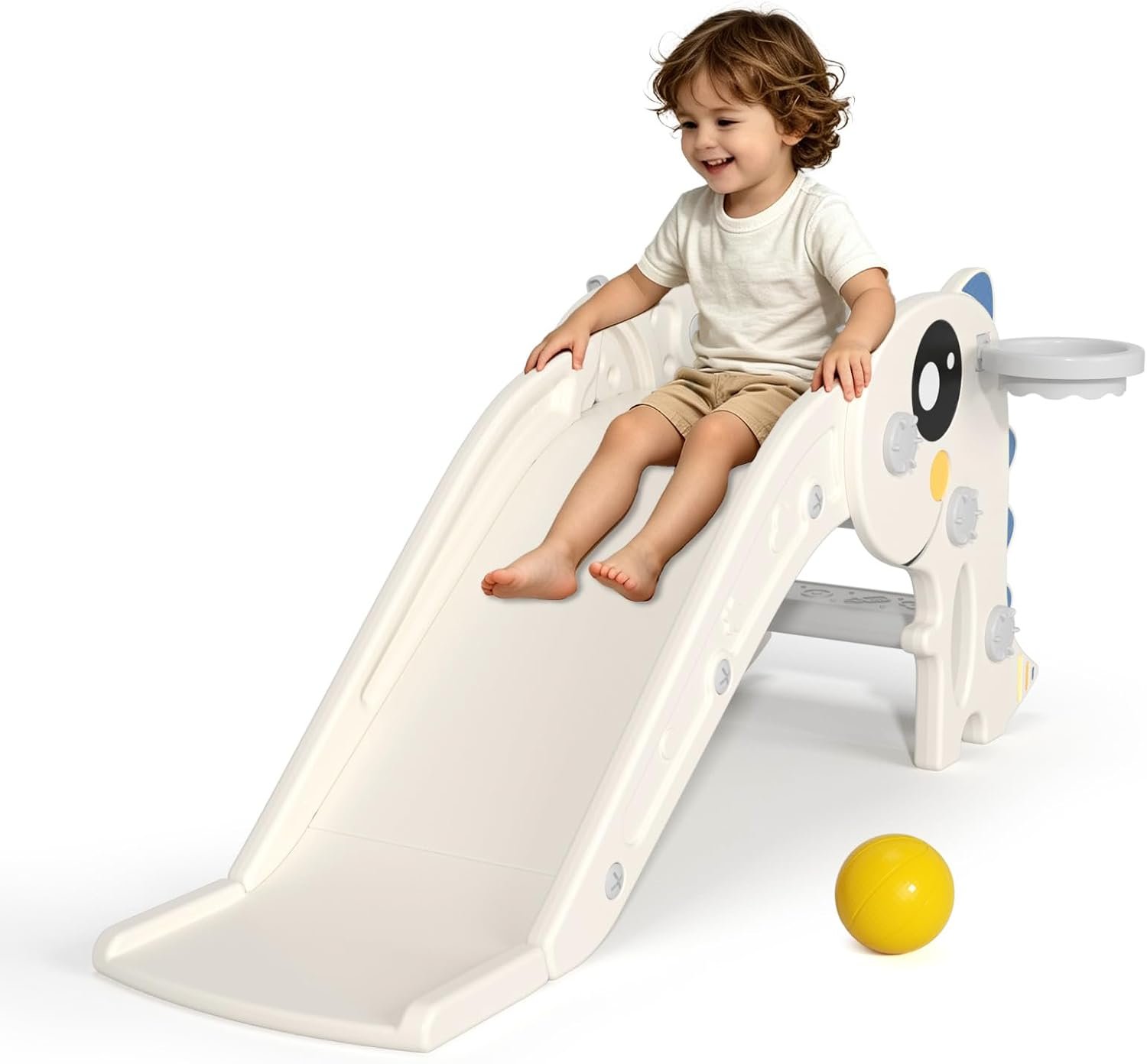 Glaf Indoor Slide for Toddlers 1-3 Home Play Area Safe Freestanding (White)