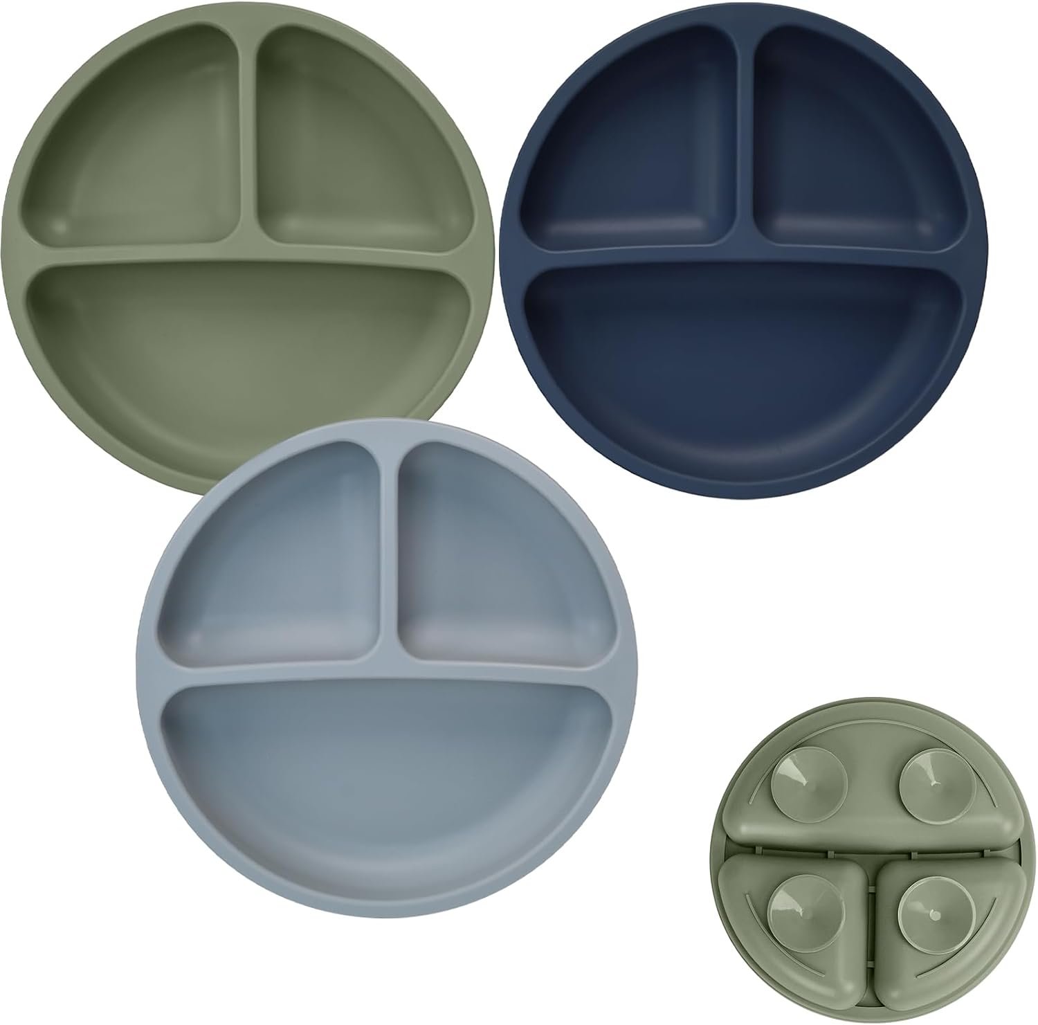 Tiny Marvels Suction Plates for Baby & Toddler & kids,Food Silicone,3 Pack