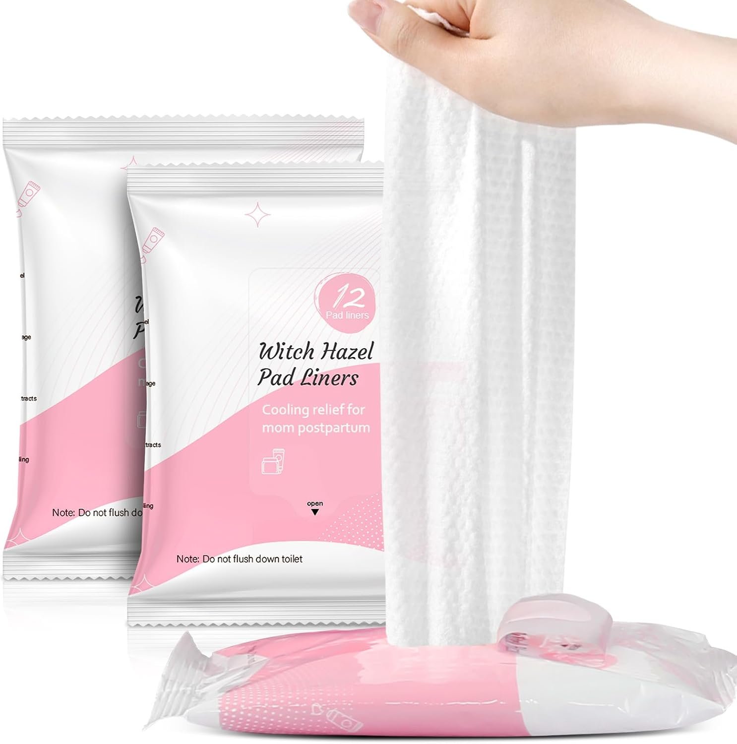 UHdod Postpartum Witch Hazel Pads, Perineal Wipes Cooling Pad Liners 36 Ct