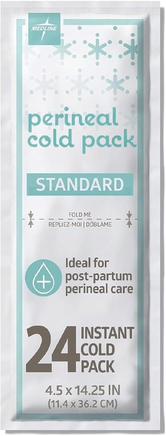 Medline Premium Perineal Cold Packs for Postpartum Care with Adhesive Strip (24 Count) Each Absorbent Pad is 4.5″ x 14.25″ Perfect for your After Delivery Postpartum Essentials Kit