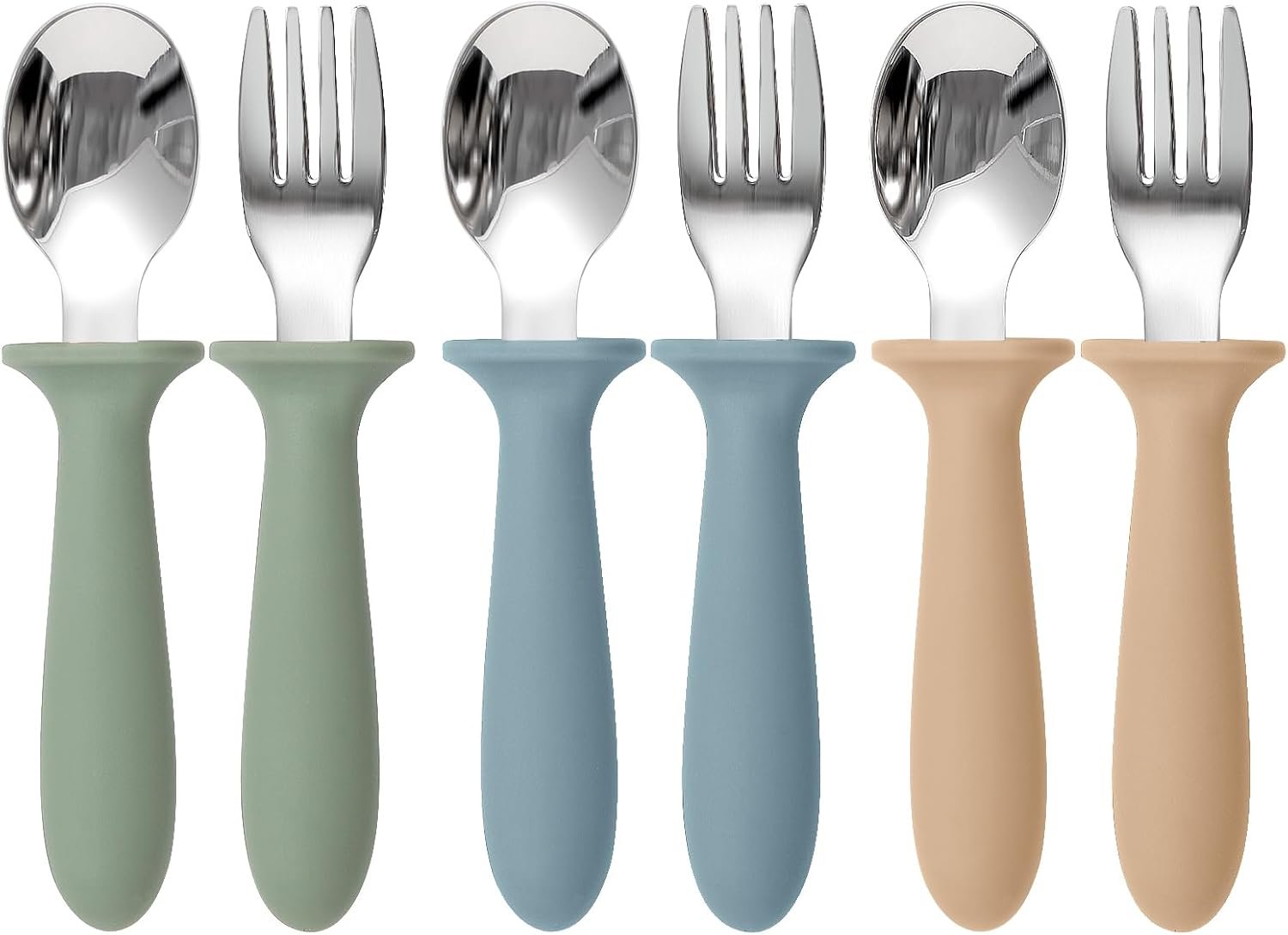 Eascrozn Toddler Utensils, 6 Pack Children Safe Forks and Spoons Set