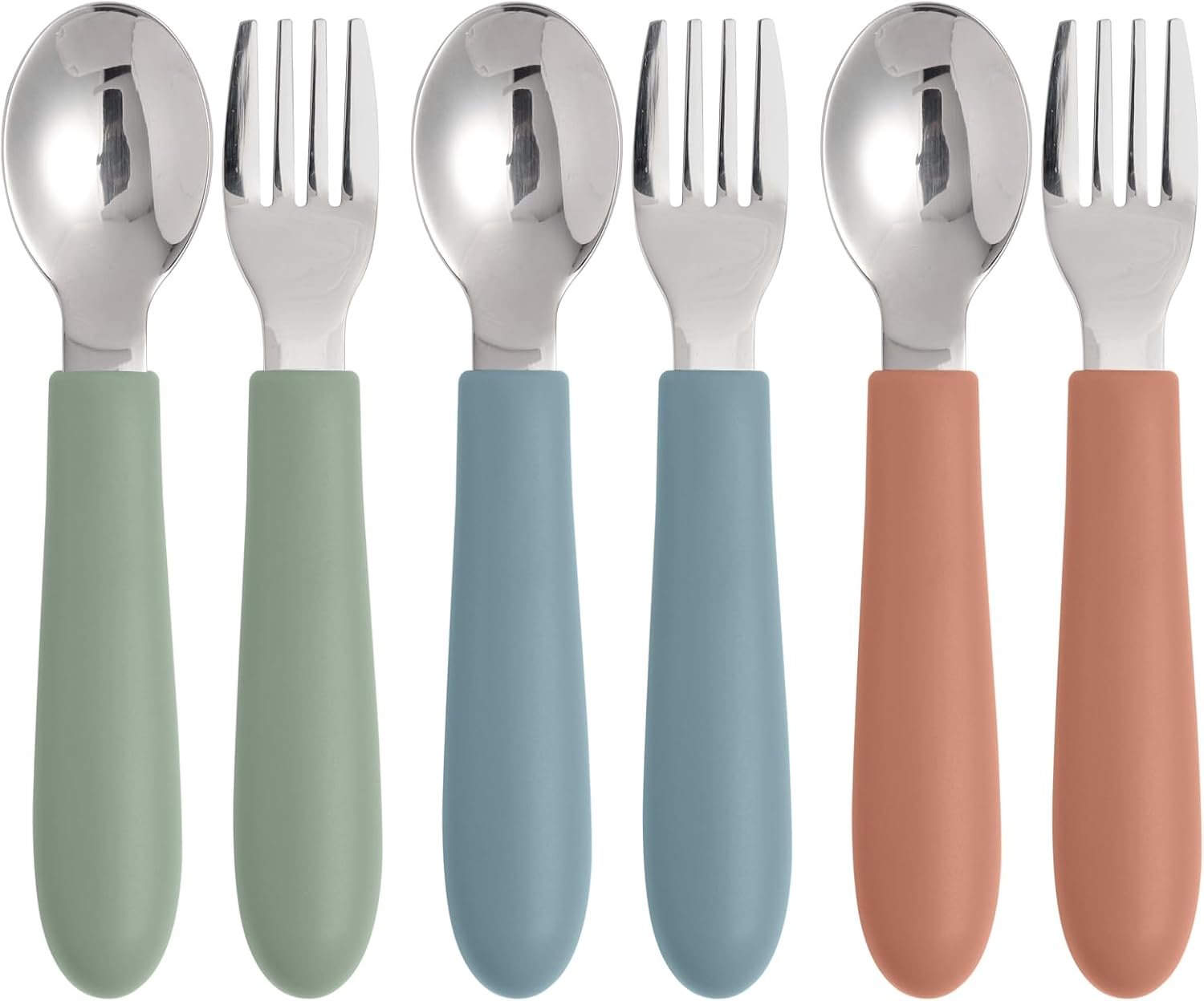 Eascrozn Toddler Utensils, 6 Pack Spoons and Forks Set, BPA Free