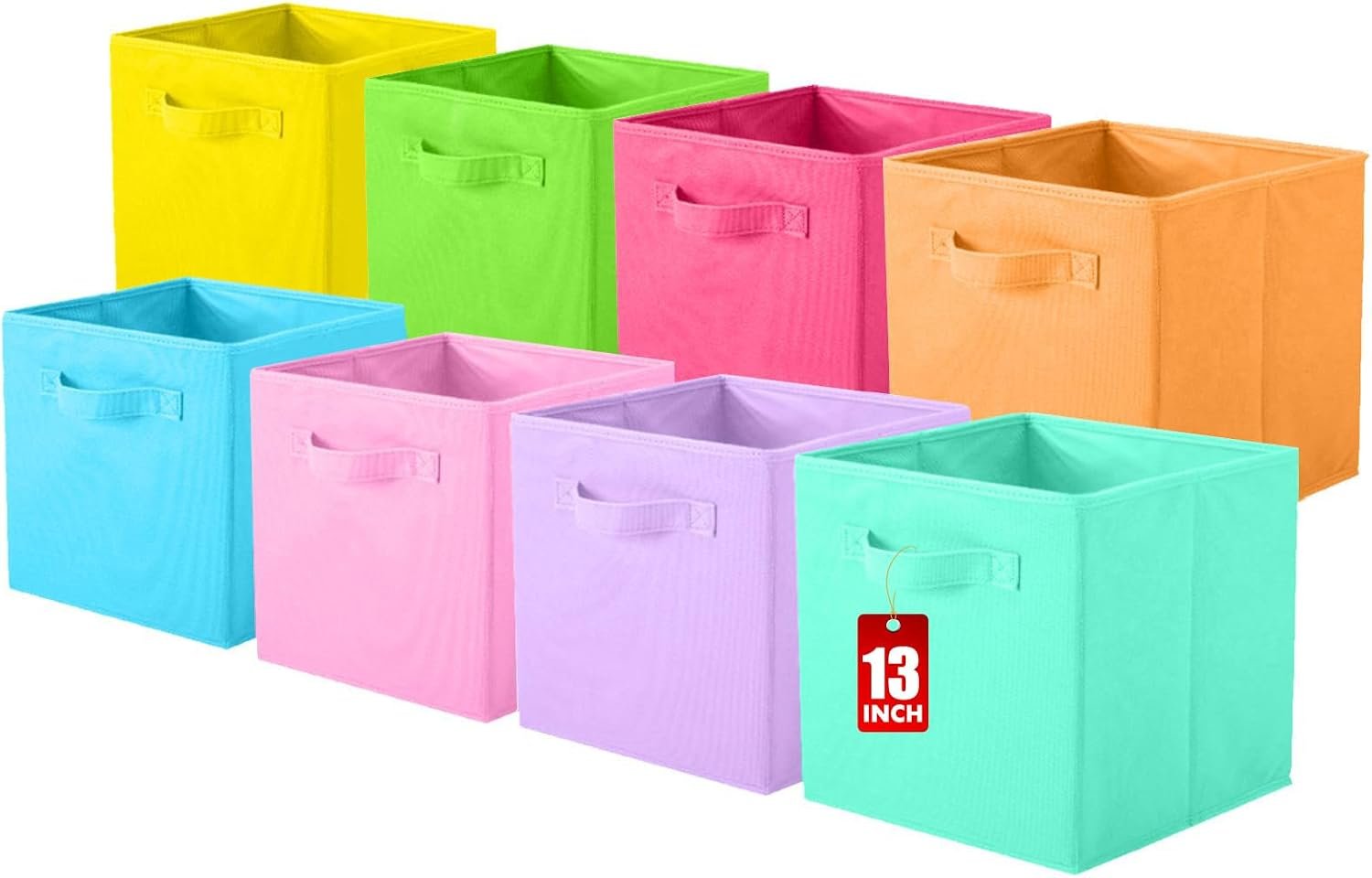 ShellKingdom Storage Bins, Foldable Fabric Storage Cubes, 8 Pack, 8 Colors