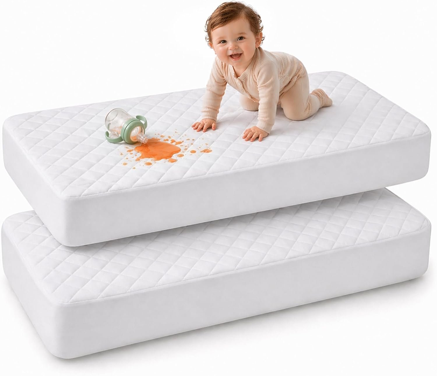 Utopia Bedding Waterproof Crib Mattress Protector, 2 Pack, 28×52 Inches