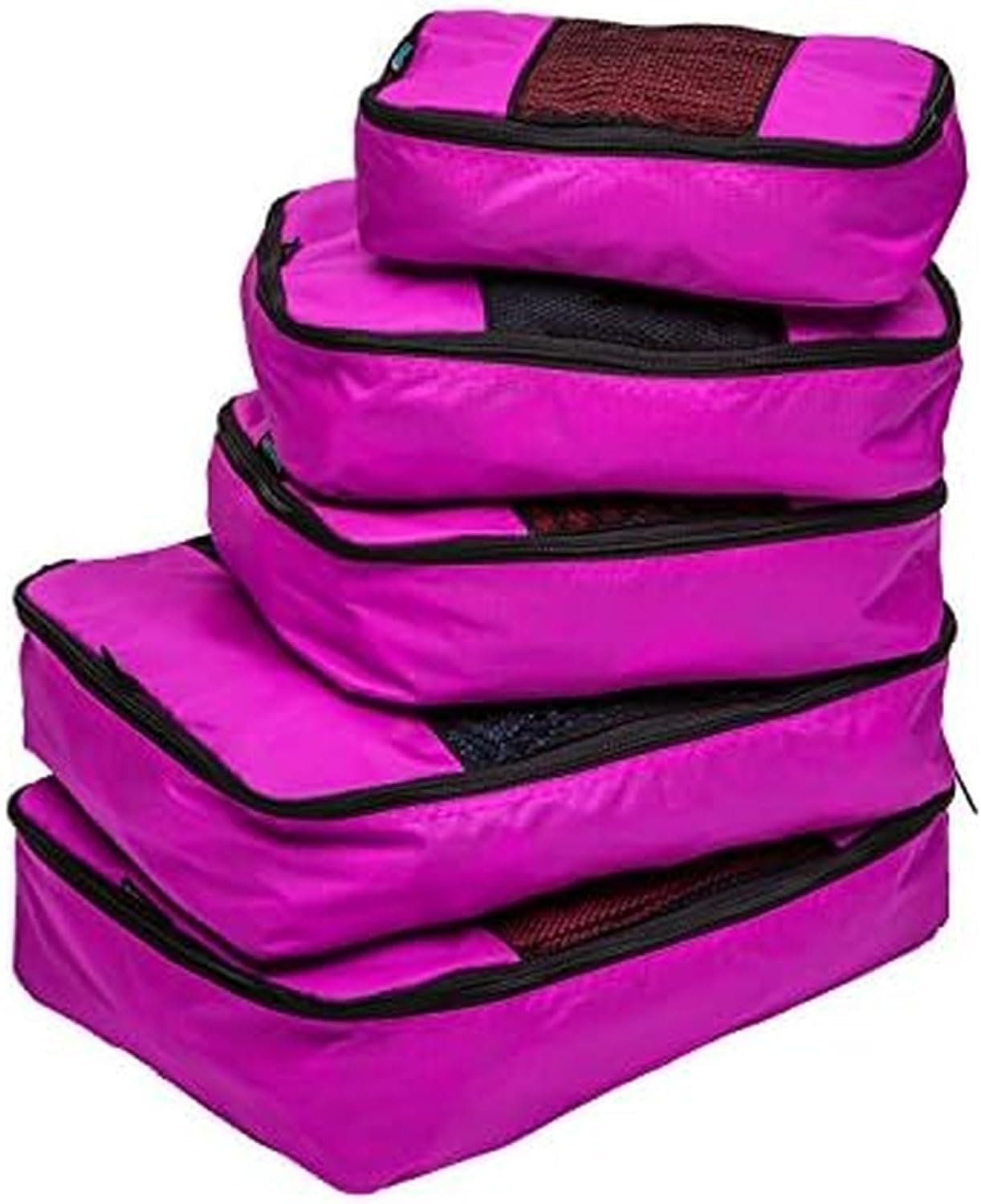 Travel Wise Packing Cubes for Travel – 5 Piece Set with Pattern Design, Lightweight Ripstop Nylon Luggage Organizers with Mesh Panel, Small Medium Large Sizes
